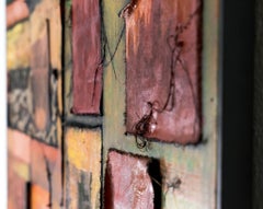 Blowhard - Peinture abstraite, colorée, orange, huile sur toile, contemporaine