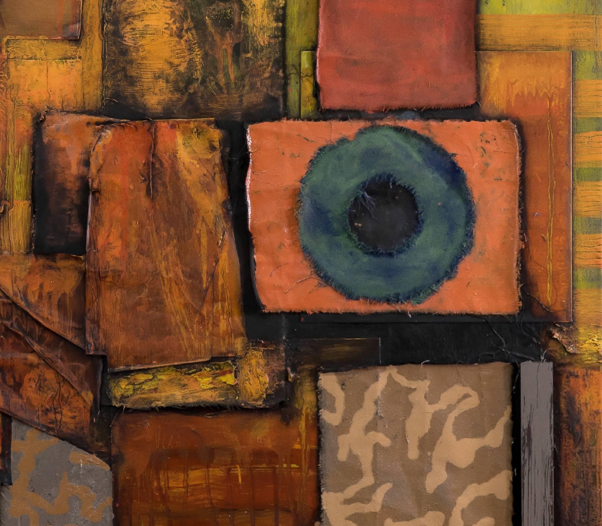 Blowhard - Peinture abstraite, colorée, orange, huile sur toile, contemporaine - Marron Abstract Painting par MASCH (Manfred Schulzke)