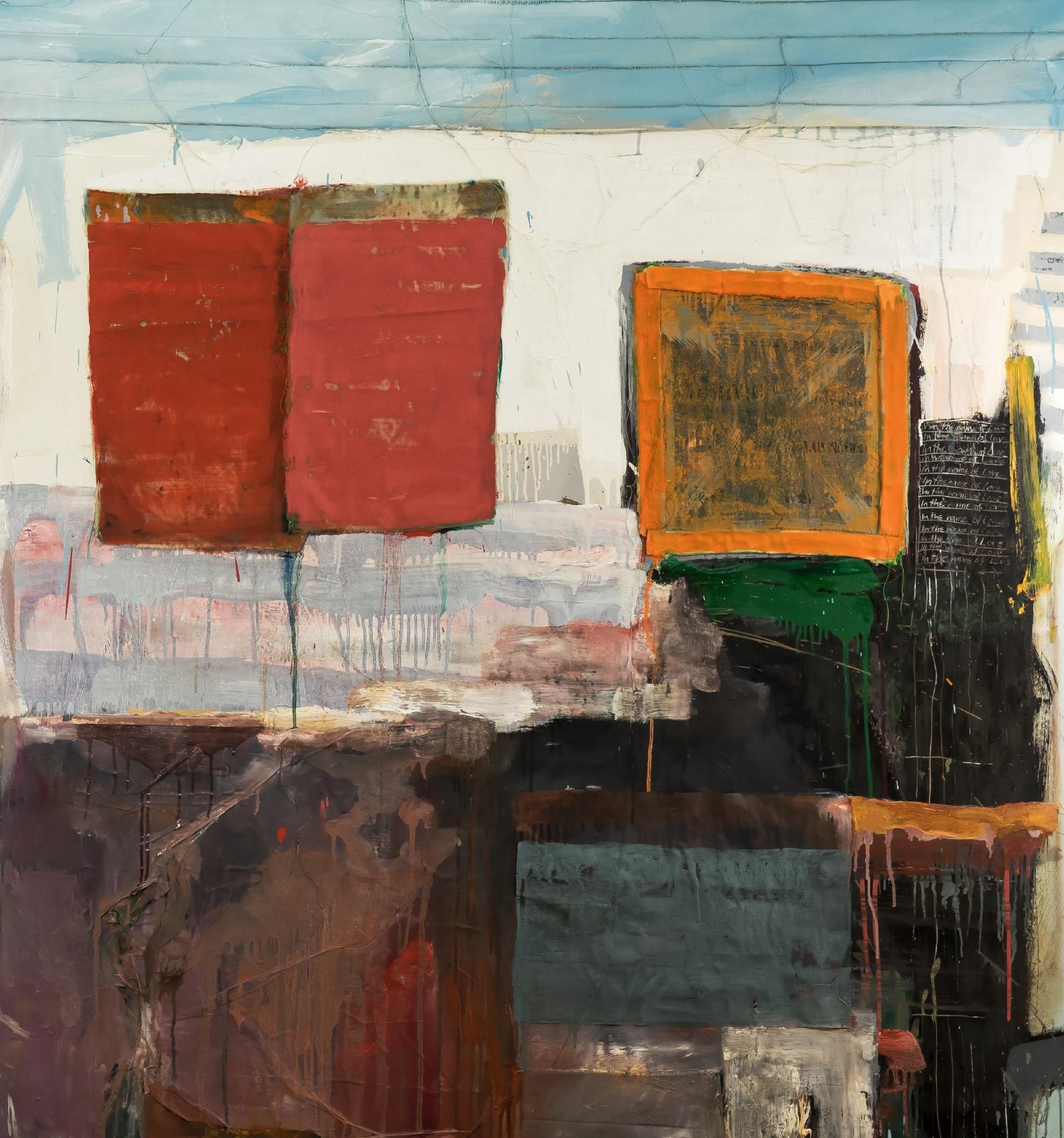 In nome dell'amore - Pittura astratta, Rosso, Blu, 21° secolo, Olio su tela - Painting di MASCH (Manfred Schulzke)