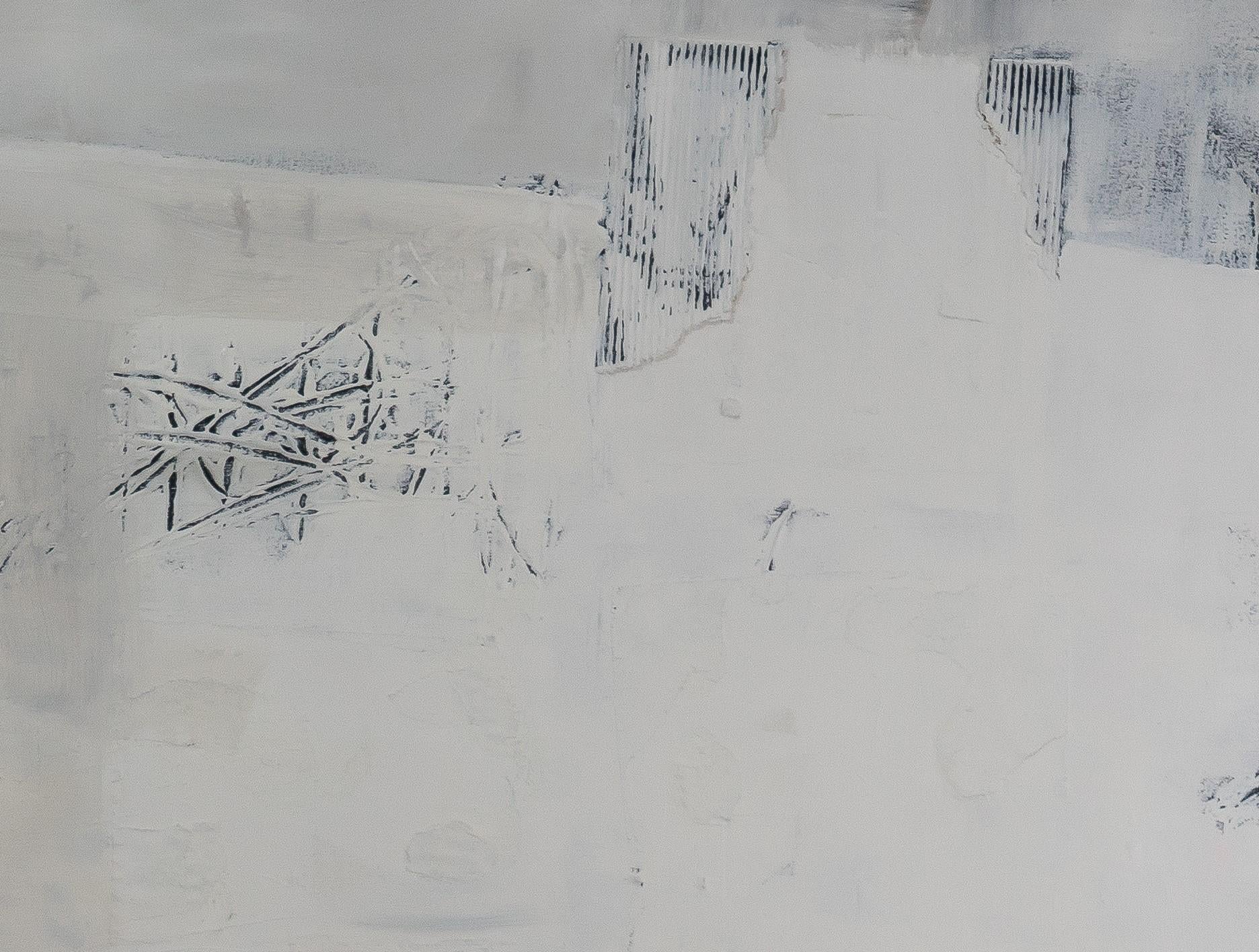New Generation 1 - Abstract Painting, White, Gray, Oil, 21st Century, Layered For Sale 1