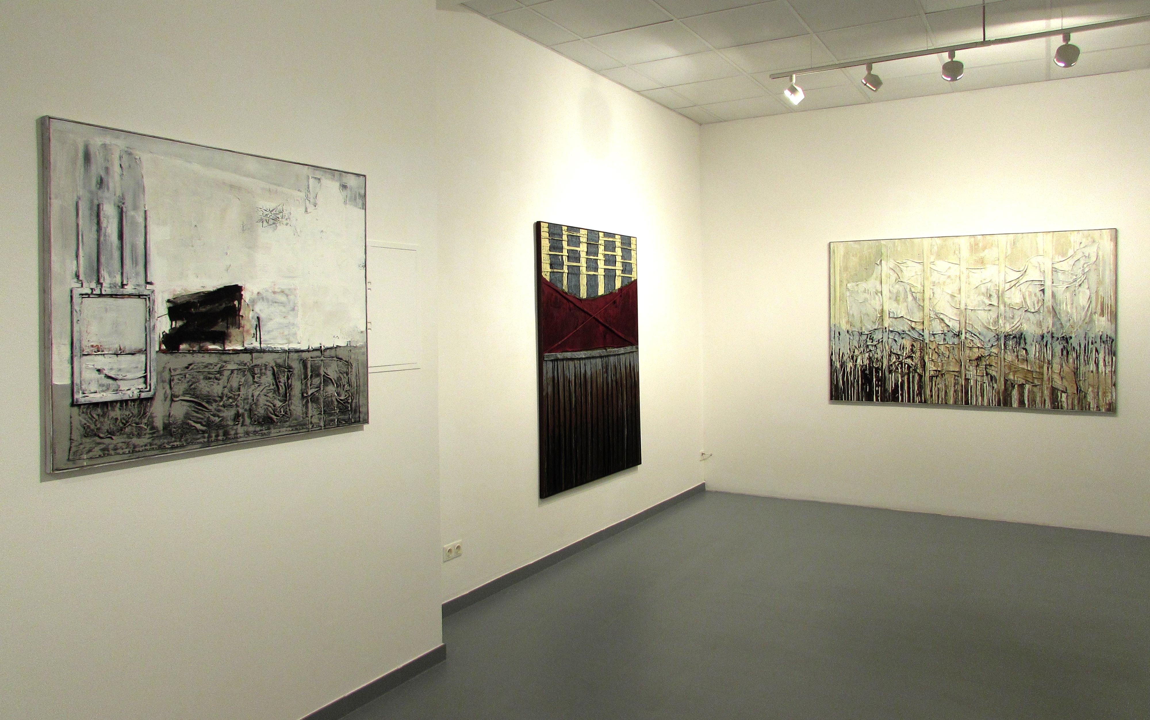 New Generation 1 - Pittura astratta, Bianco, Grigio, Olio, 21° secolo, Stratificato in vendita 4