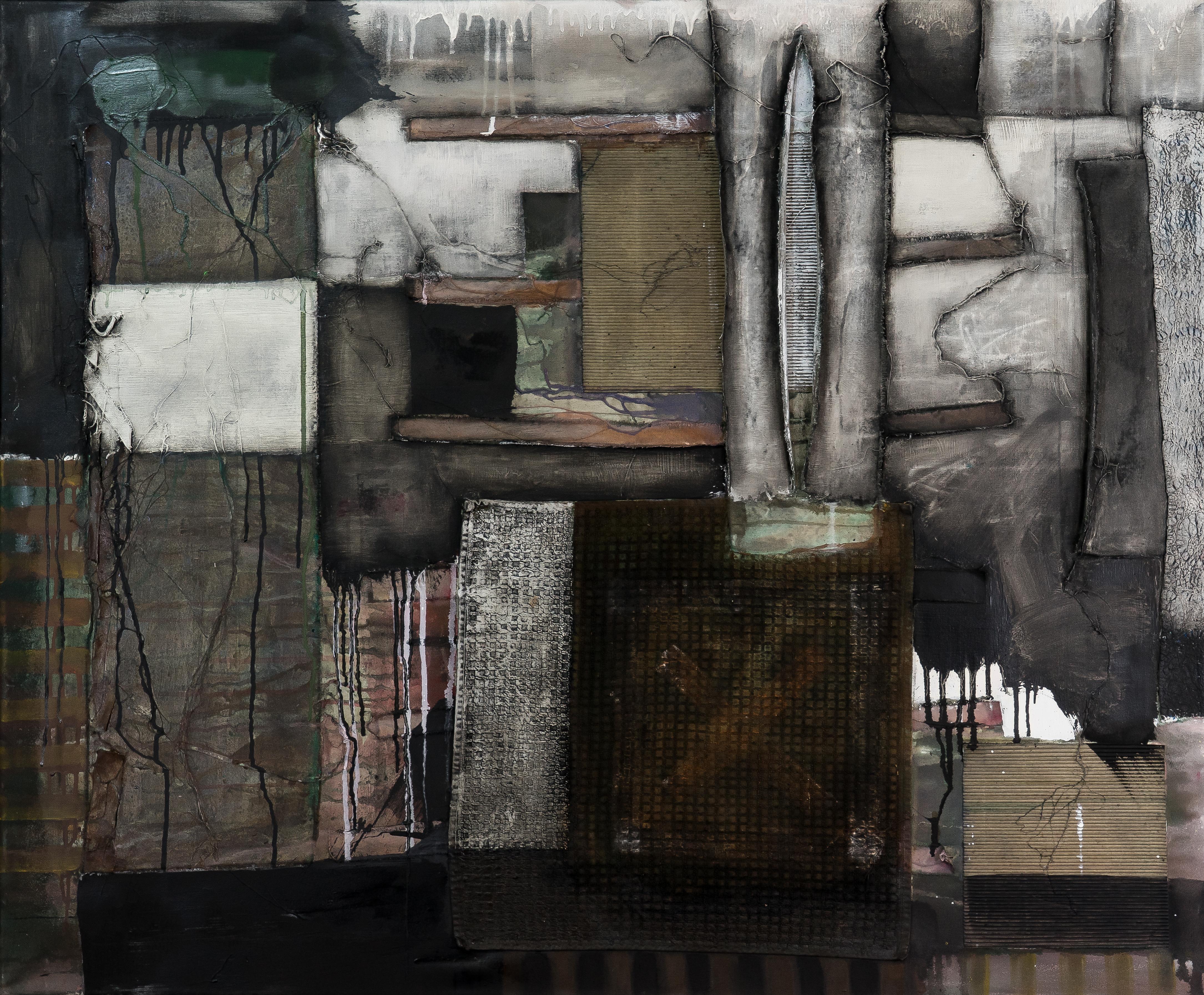 Peinture « Next Generation 3 » (prochaine génération) - Peinture abstraite, grise, noire, peinture à l'huile, XXIe siècle - Mixed Media Art de MASCH (Manfred Schulzke)