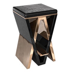 Sgabello da bar "Maschera" in bronzo e acciaio inossidabile, fatto a mano, Istanbul