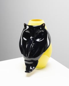 "Maschera" di Toni Zuccheri, vaso in vetro di Murano, 1984, Italia