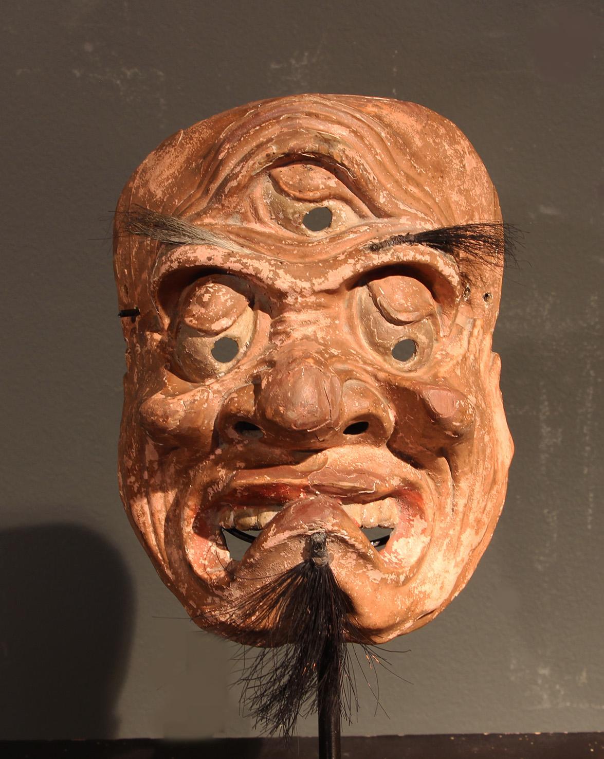 Edo Japanese wooden mask For Sale