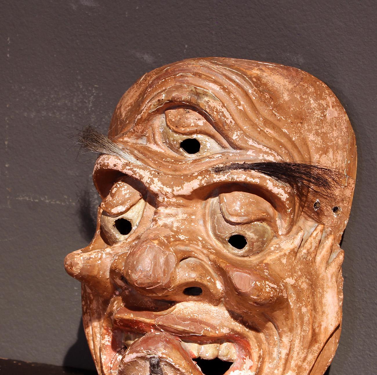 Masque japonais en bois Bon état - En vente à Brescia, IT