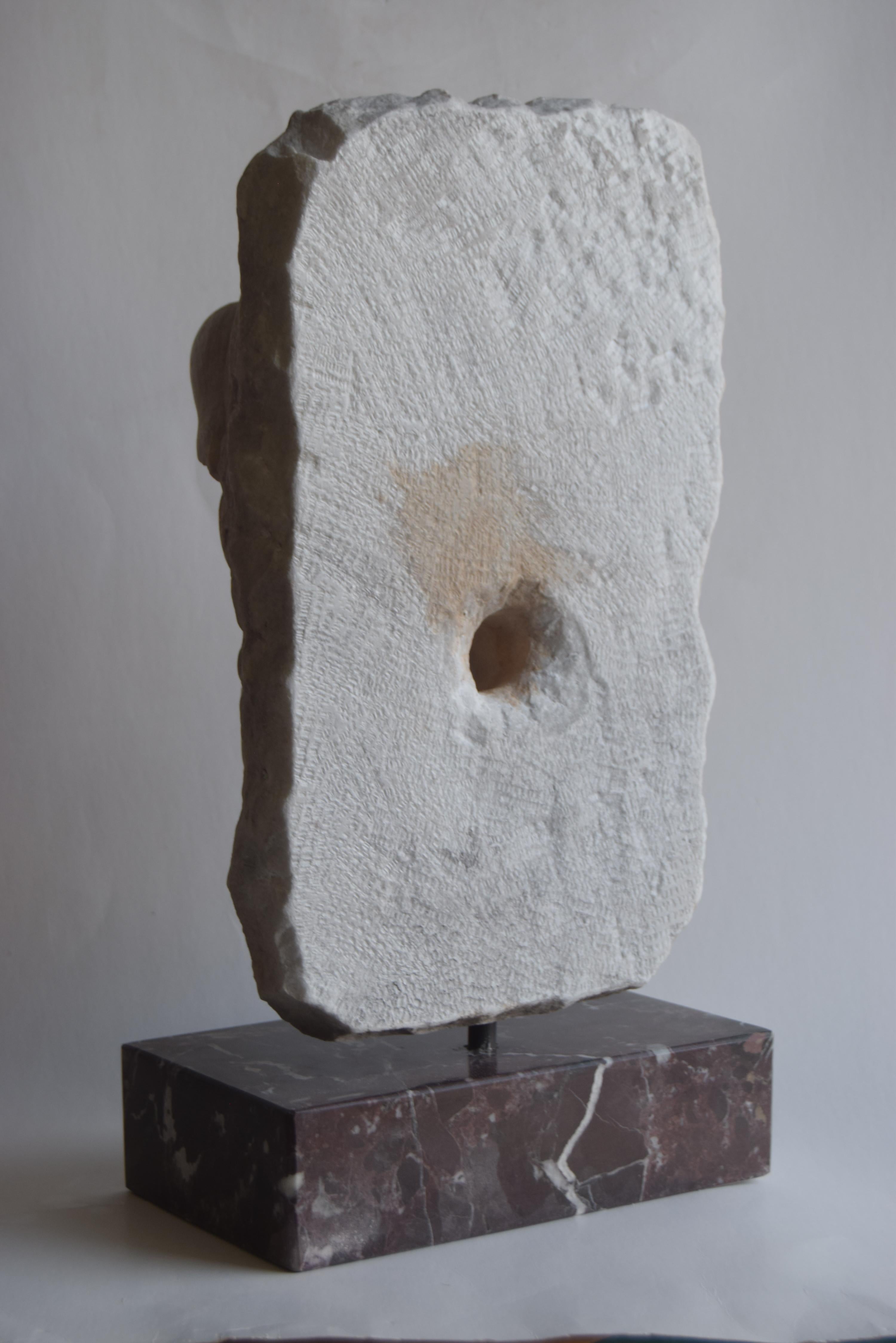 Theatrical mask of satyr carved on white Carrara marble -made in Italy In New Condition For Sale In Tarquinia, IT