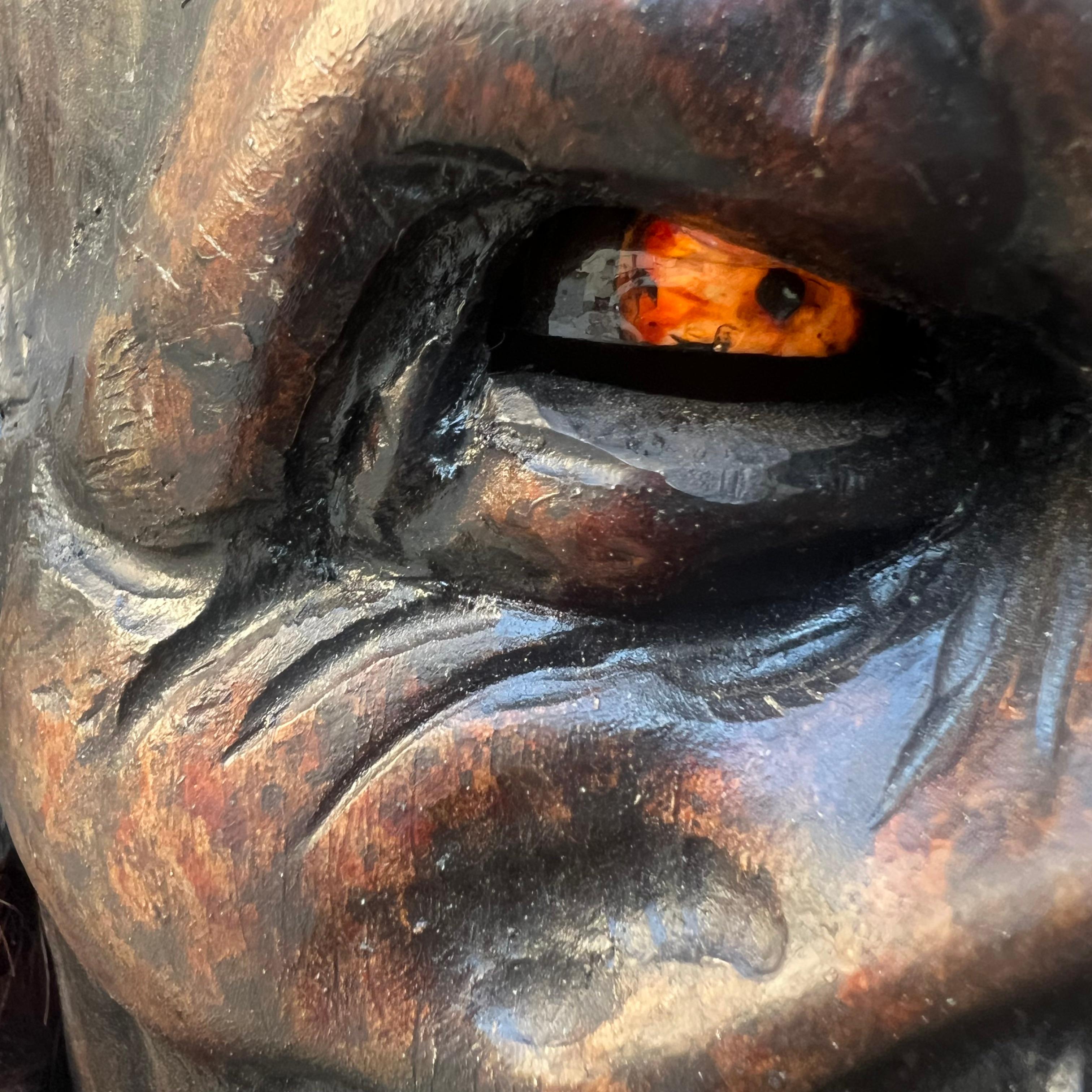 Pelle di capra Maschera (UNICA) da Krampus in Legno Intagliato e Pelo Caprino - di Luca Pojer