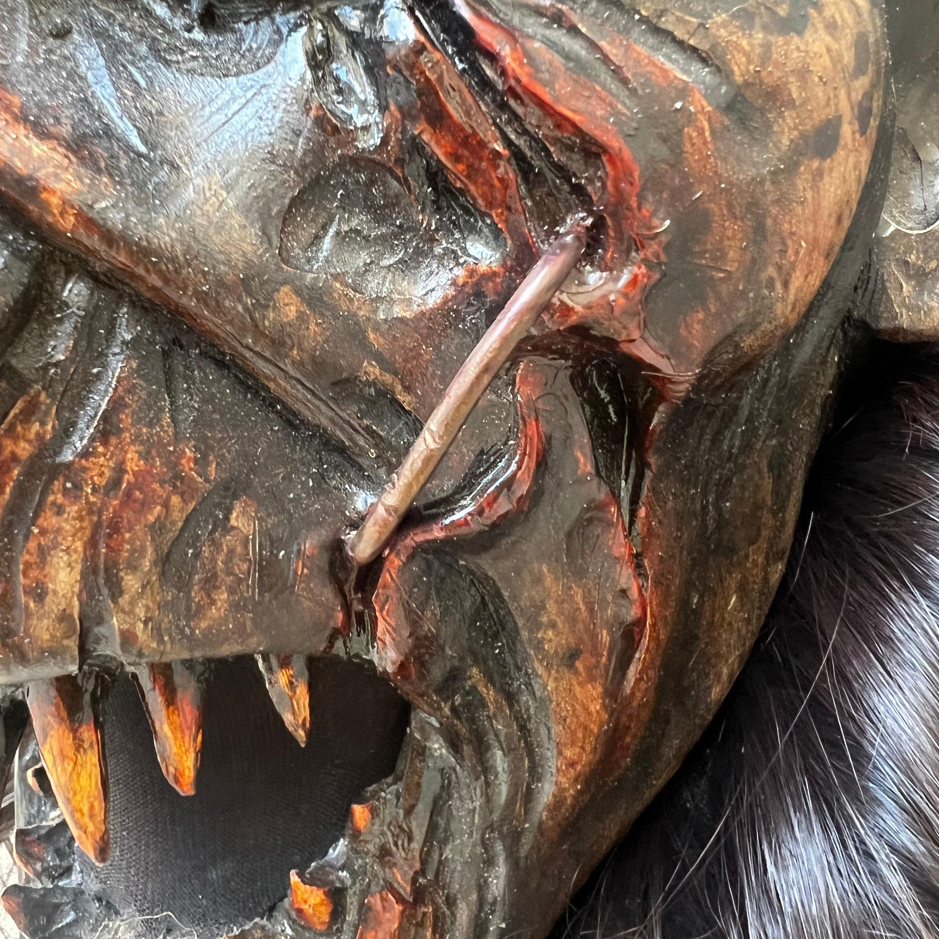 Maschera (UNICA) da Krampus in Legno Intagliato e Pelo Caprino - di Luca Pojer 3