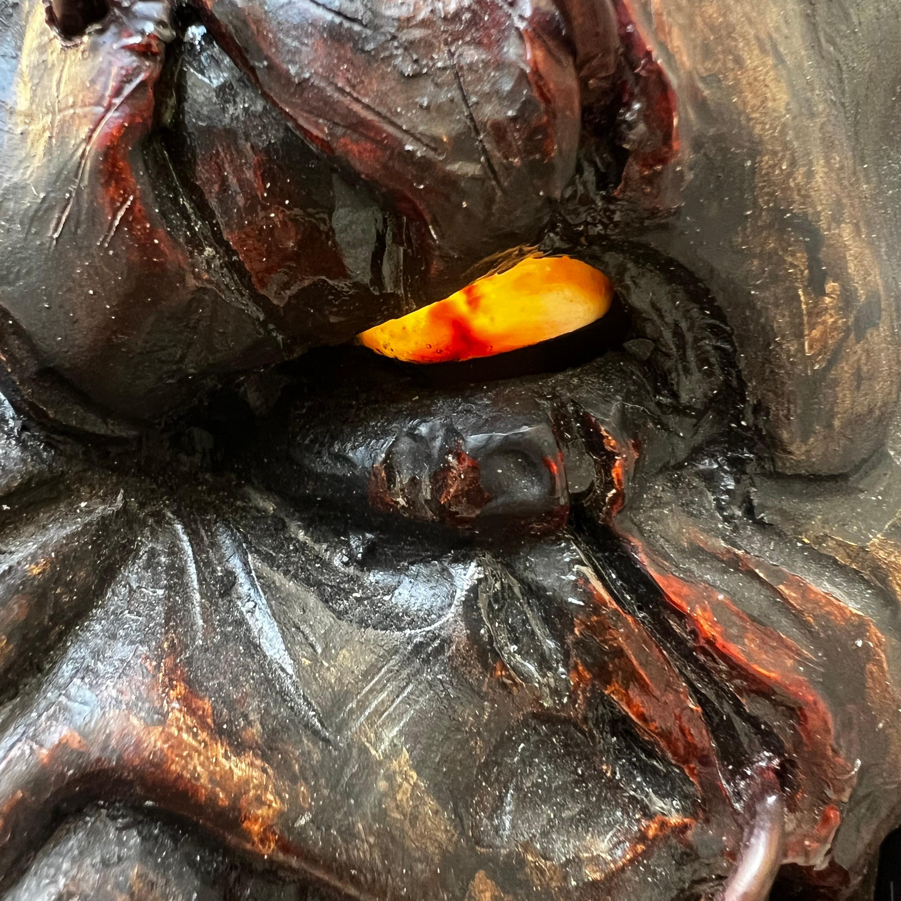 Periodo contemporaneo Maschera (UNICA) da Krampus in Legno Intagliato e Pelo Caprino - di Luca Pojer