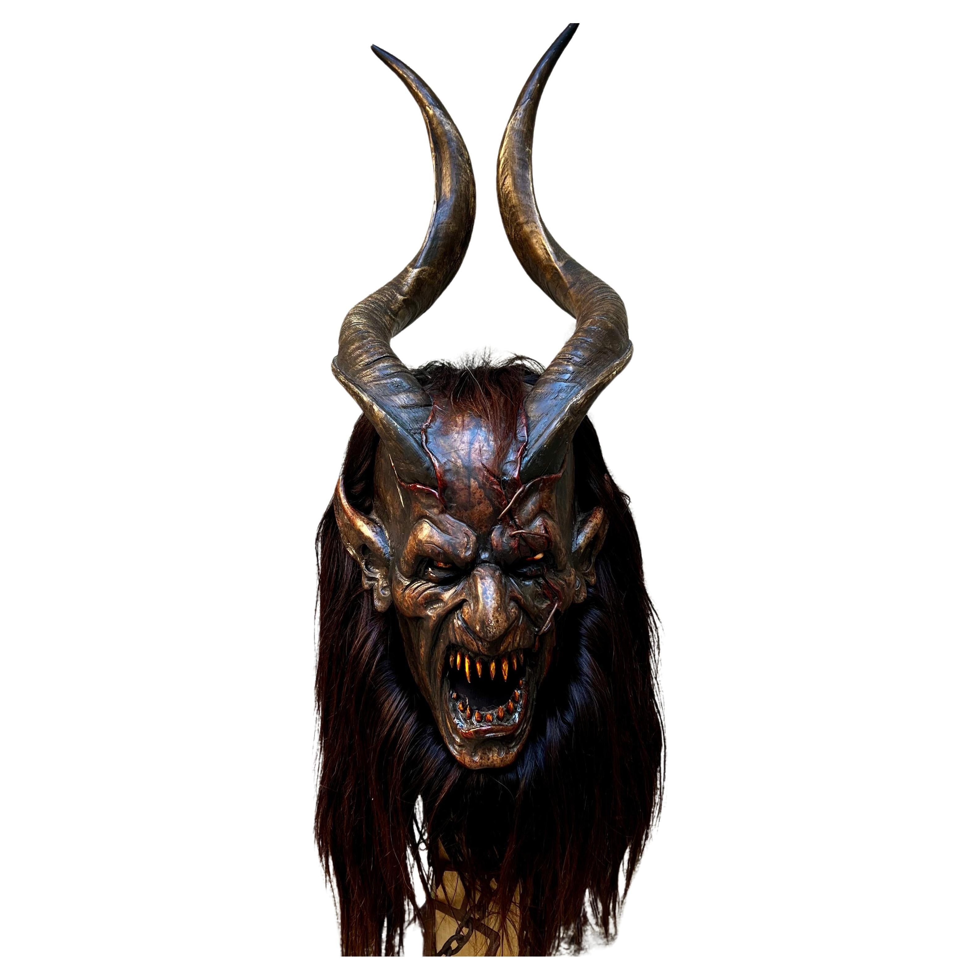 Maschera (UNICA) da Krampus in Legno Intagliato e Pelo Caprino - di Luca Pojer