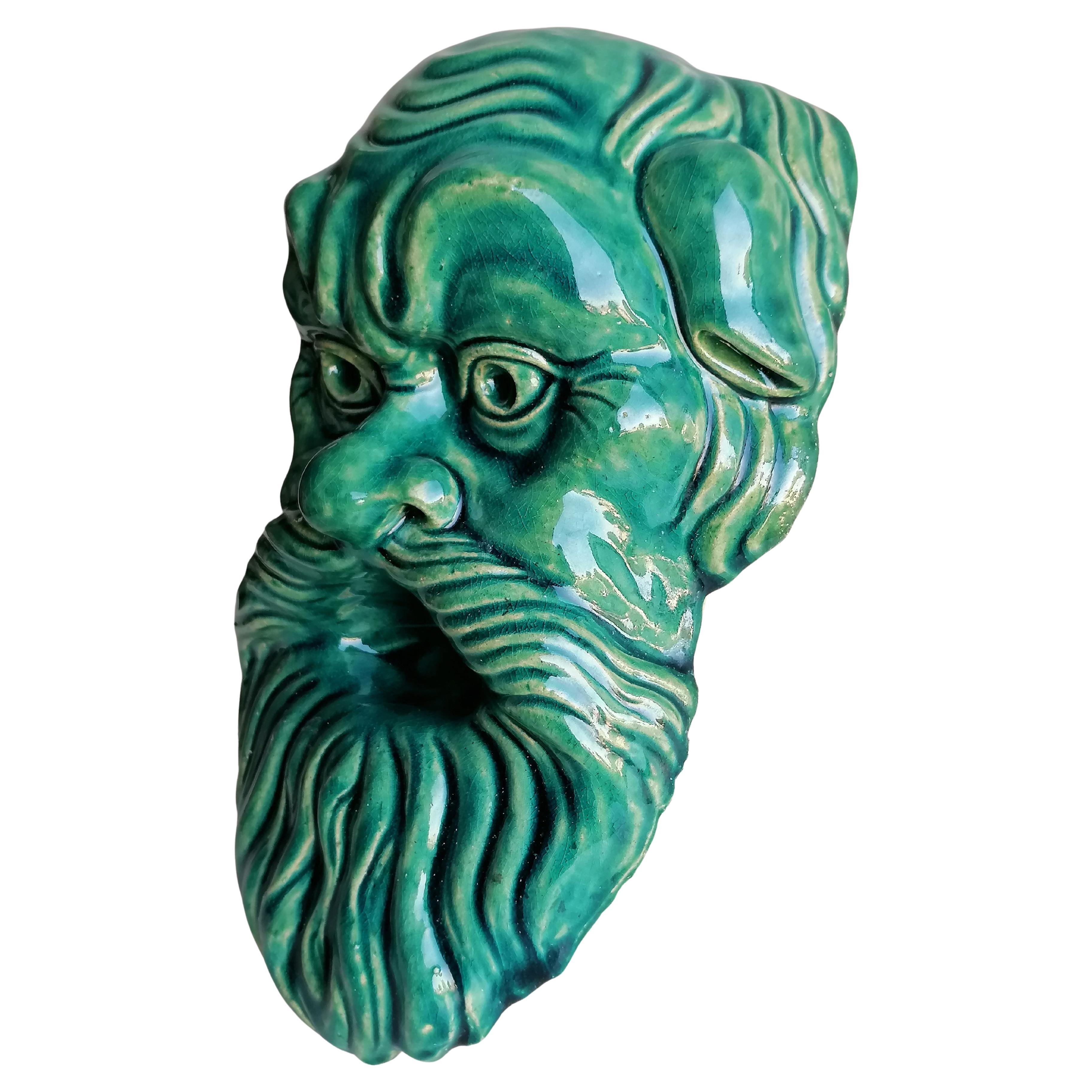 Ceramic glazed mask -Satyr_made in Italy