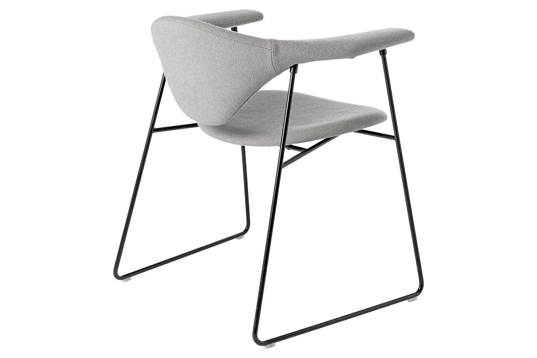 Metal Masculo Dining Chair, Fully Upholstered, Sledge Base For Sale
