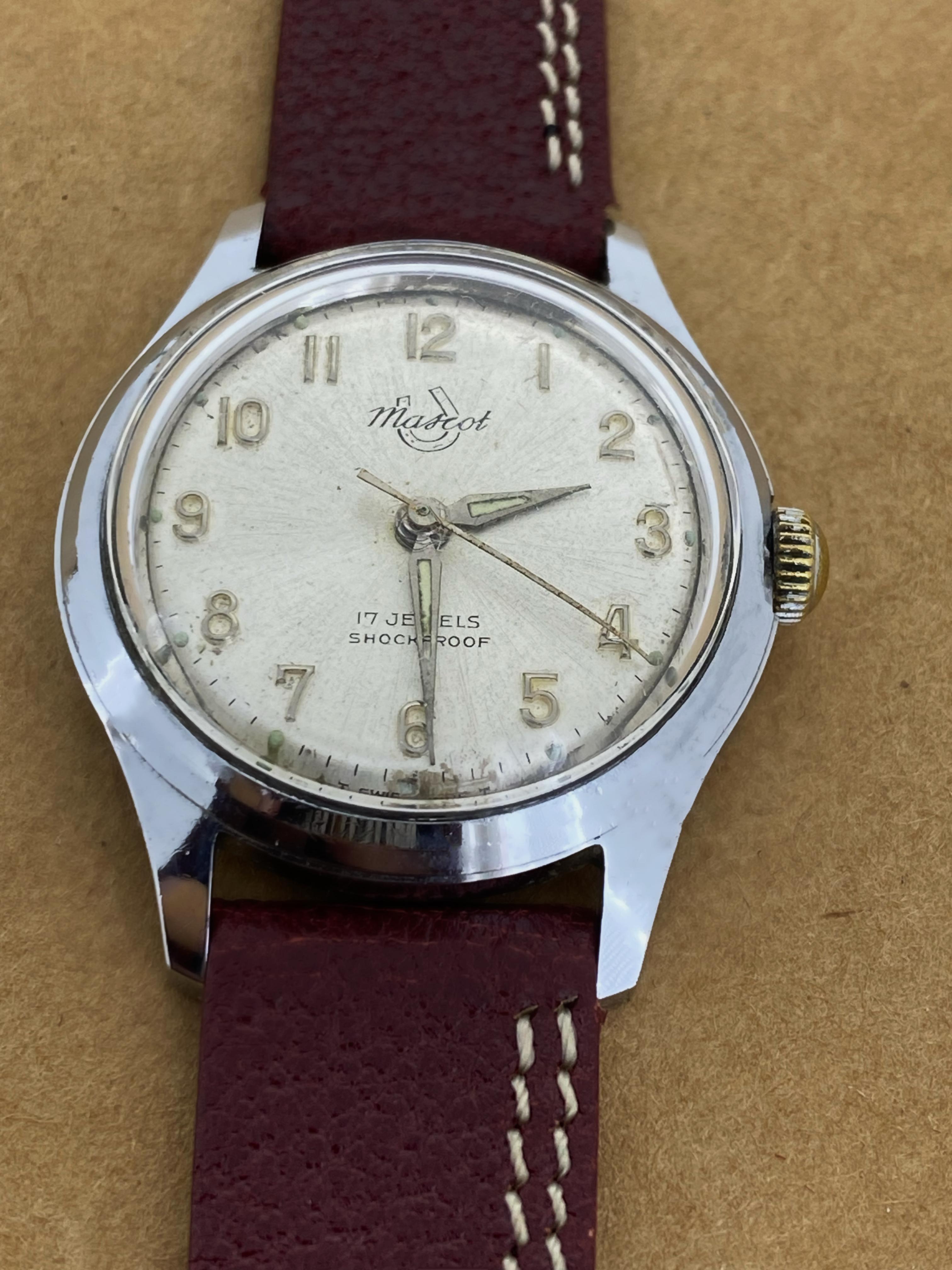 Mascot Retro c1950's S/Steel Automatic 17 Jewels Silver Dial 32mm Unisex Watch 1