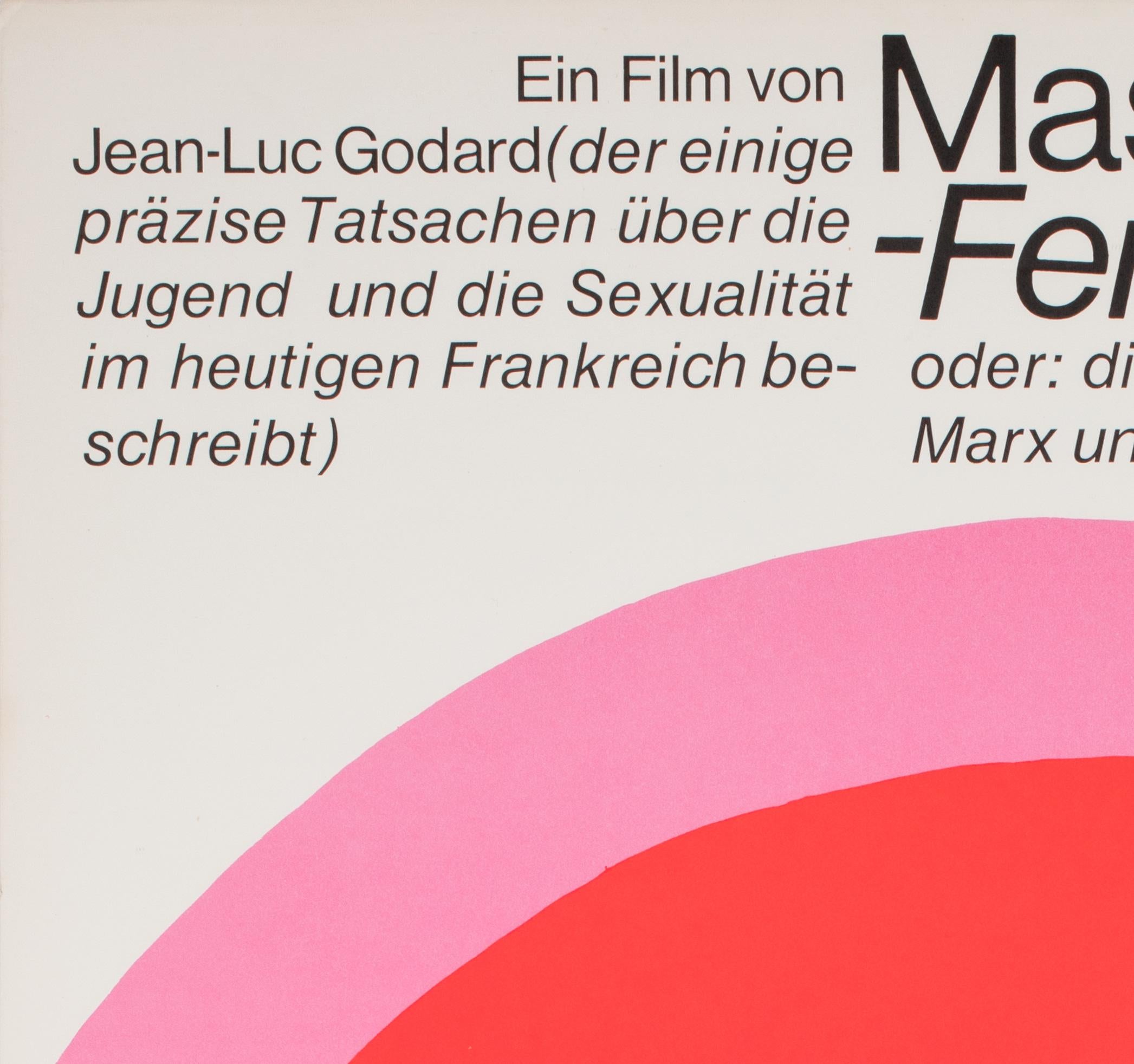 Masculin Feminin 1966 German A1 Film Poster, Hans Hillmann In Excellent Condition For Sale In Bath, Somerset