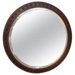 Masculine 19th Century Large Round Mahogany Mirror