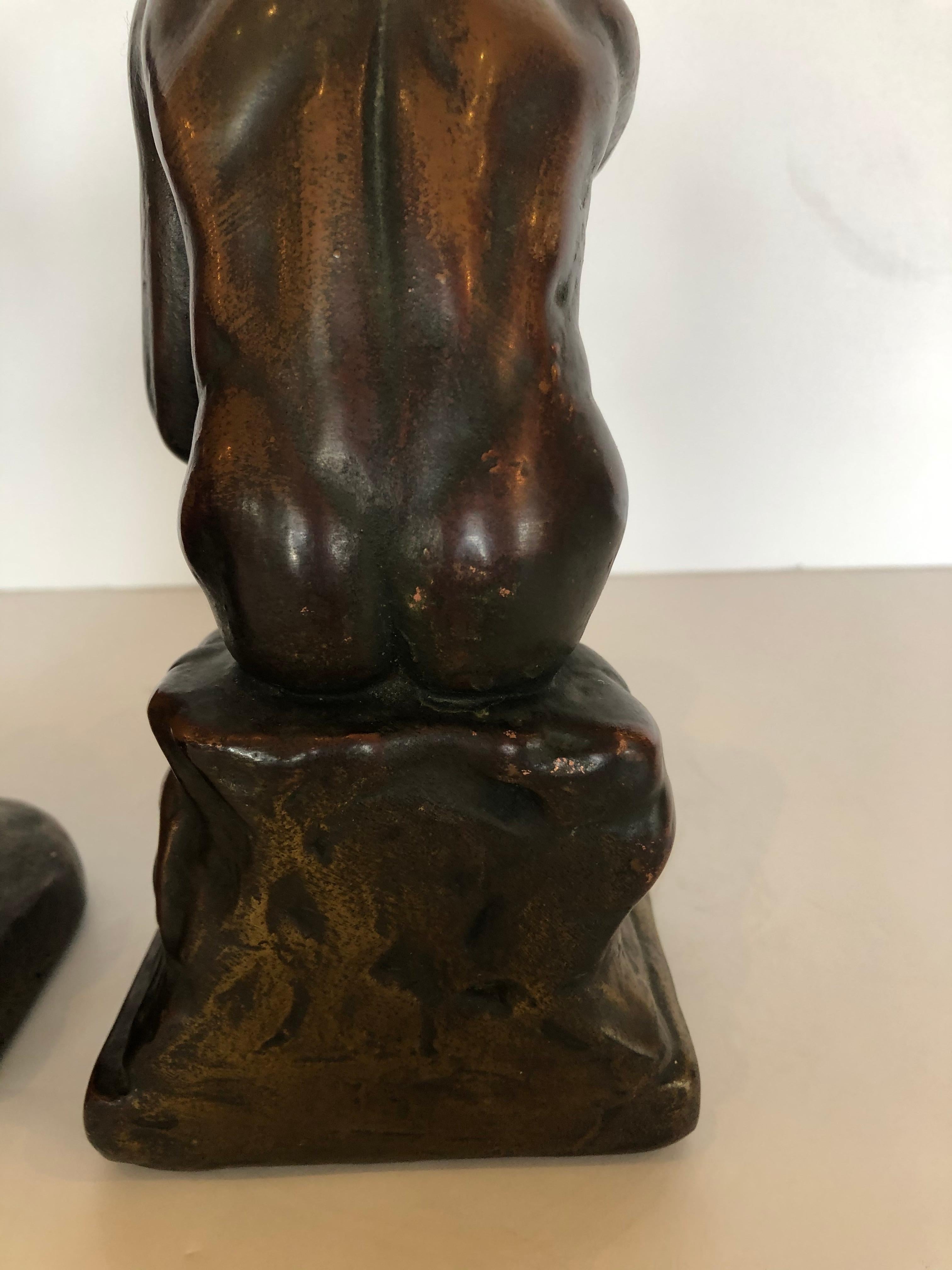 Masculine Bronze Clad Male Nude Bookends 3