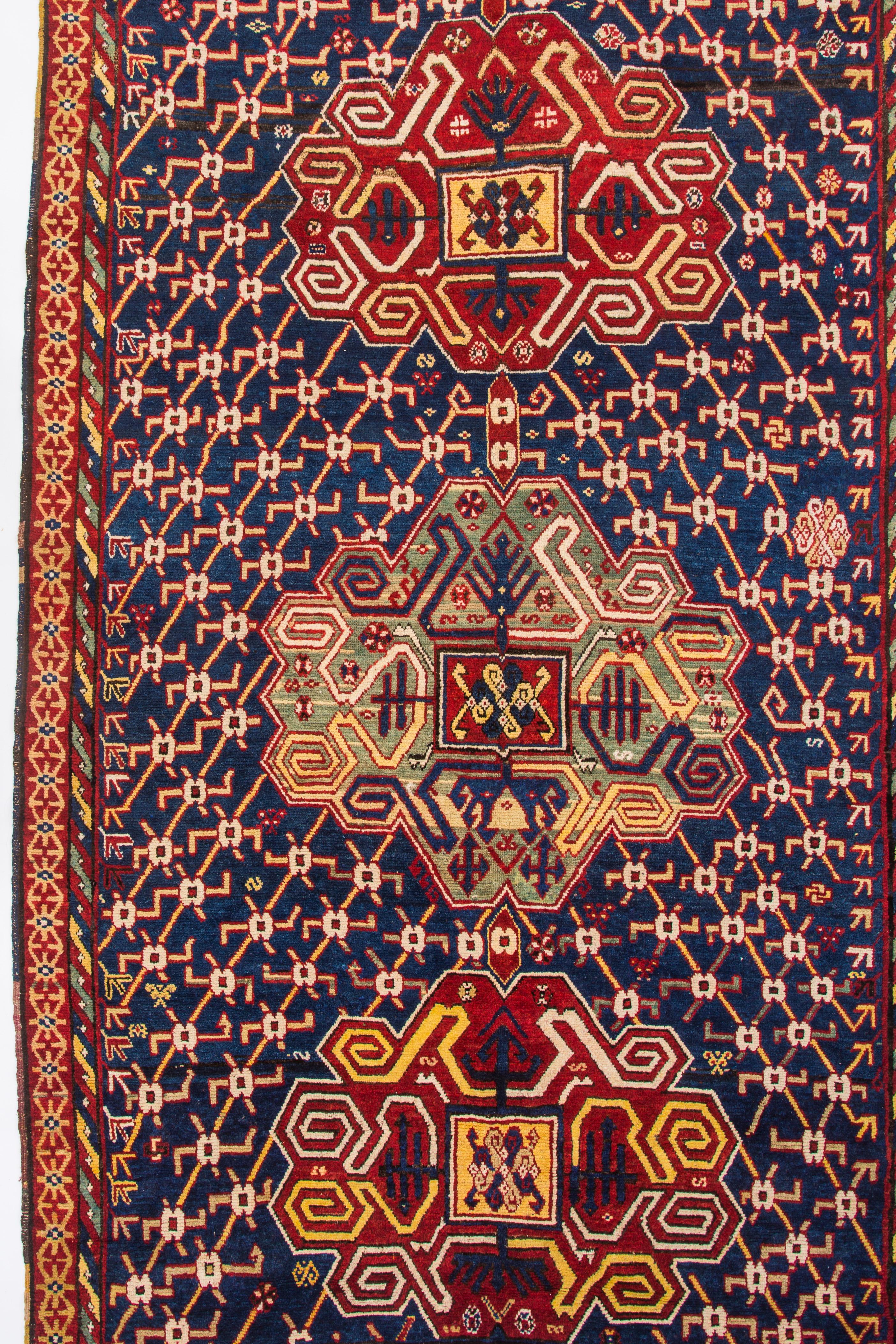 Southern Azerbijan – A TRUE MYSTERY CARPET 2nd half 19th century, or earlier
10 x 6

From a Colorado Collector’s estate

This carpet has proven to be a challenging enigma and lead us on an unusual journey of discovery and speculation.  Originally