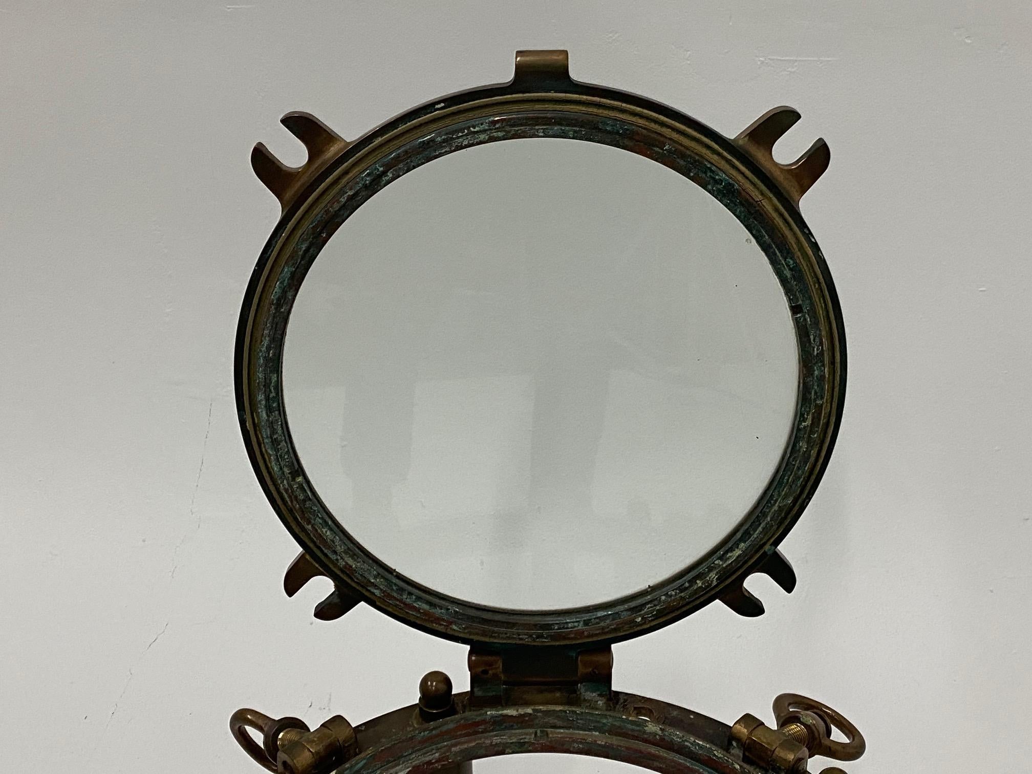 Masculine Nautical Antique Brass Porthole End Table 1