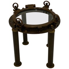 Masculine Nautical Antique Brass Porthole End Table