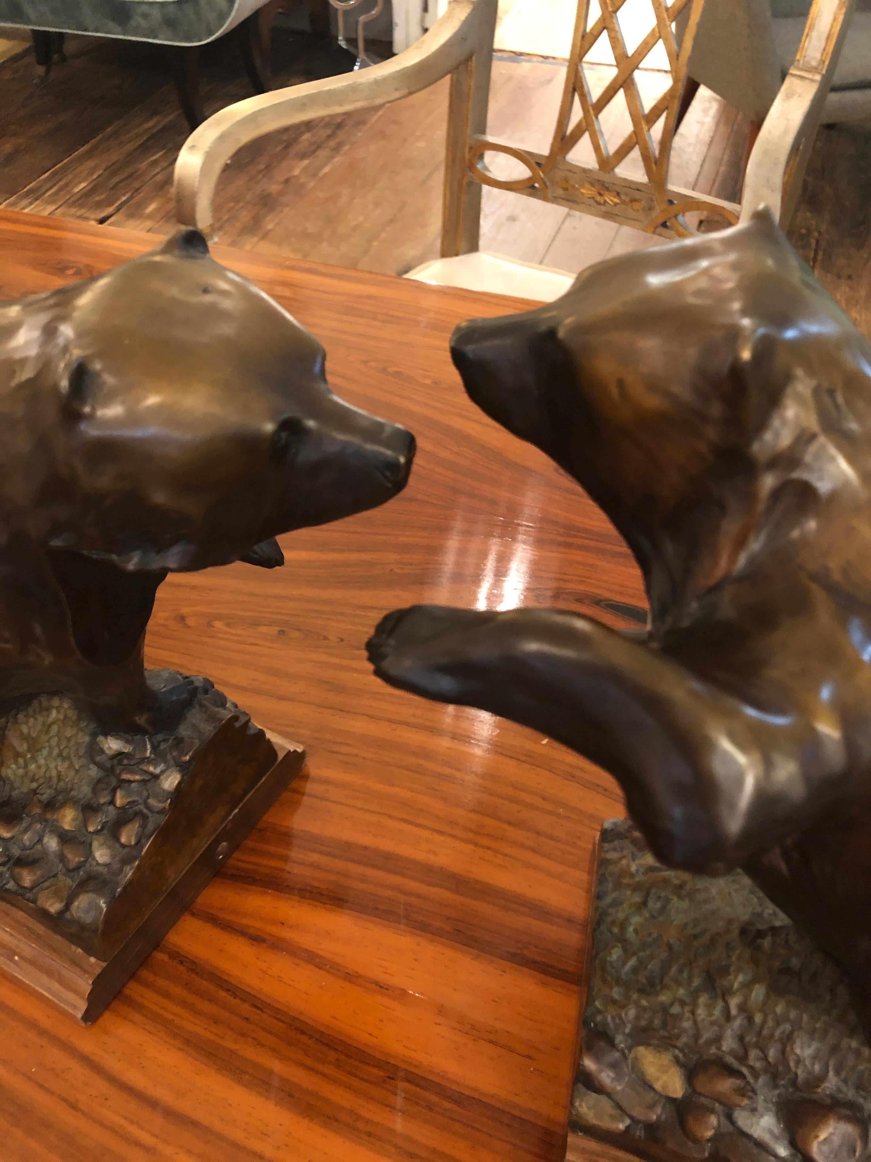 Masculine Pair of Bronze Bear Bookends 4