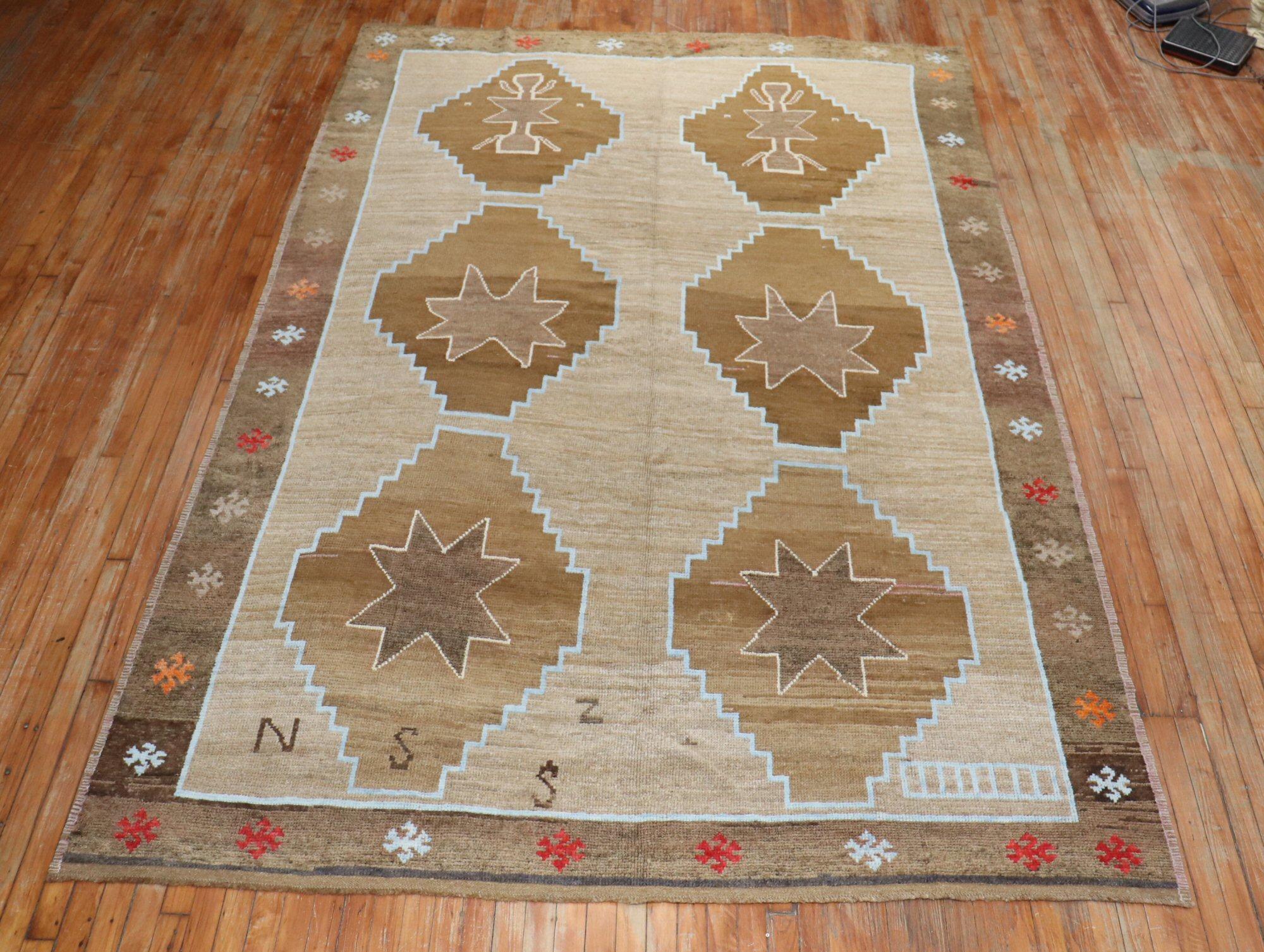 Masculine Turkish Room Size Camel Ground Rug For Sale 3