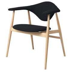 Chaise de salle à manger Masculo, entièrement tapissée, base en chêne naturel