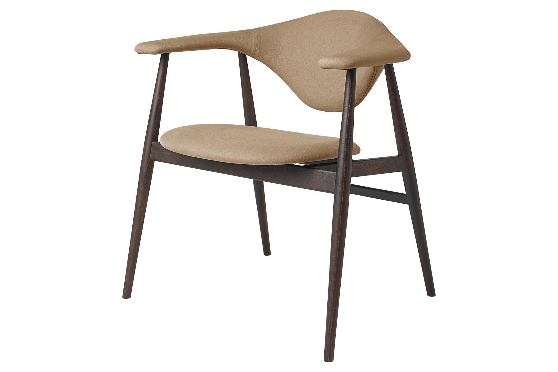 Chêne Chaise de salle à manger Masculo, entièrement tapissée, base en chêne fumé en vente