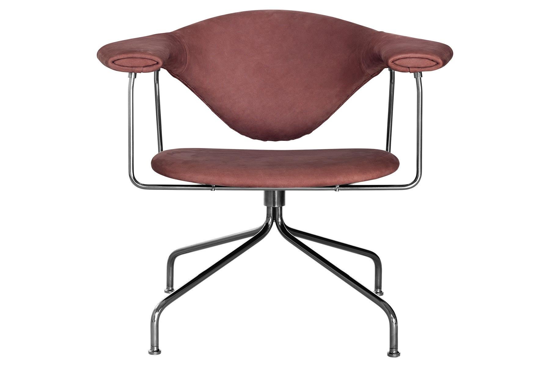 Polished Masculo Lounge Chair, Swivel Base For Sale