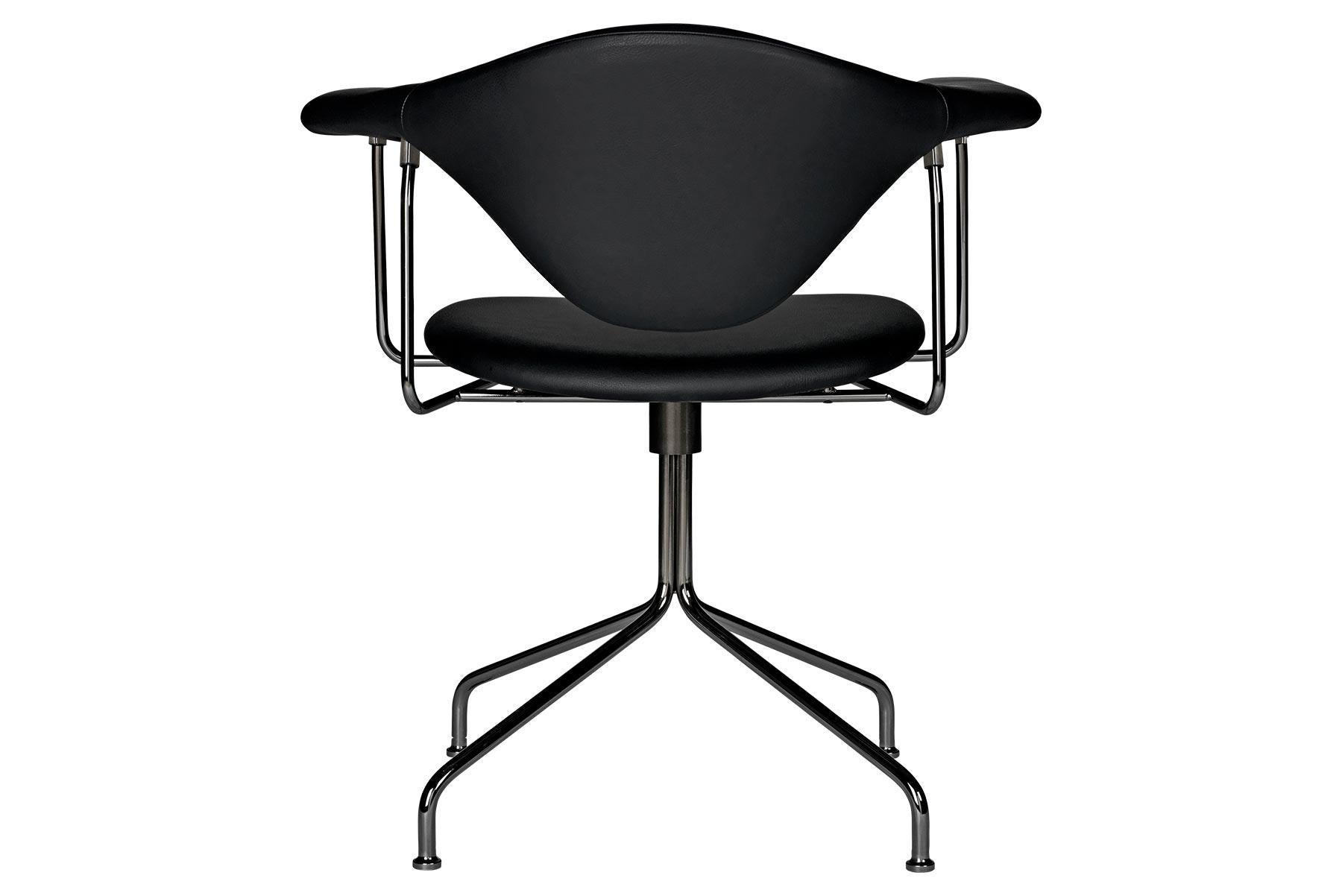 Polished Masculo Meeting Chair, Fully Upholstered, Swivel Base For Sale