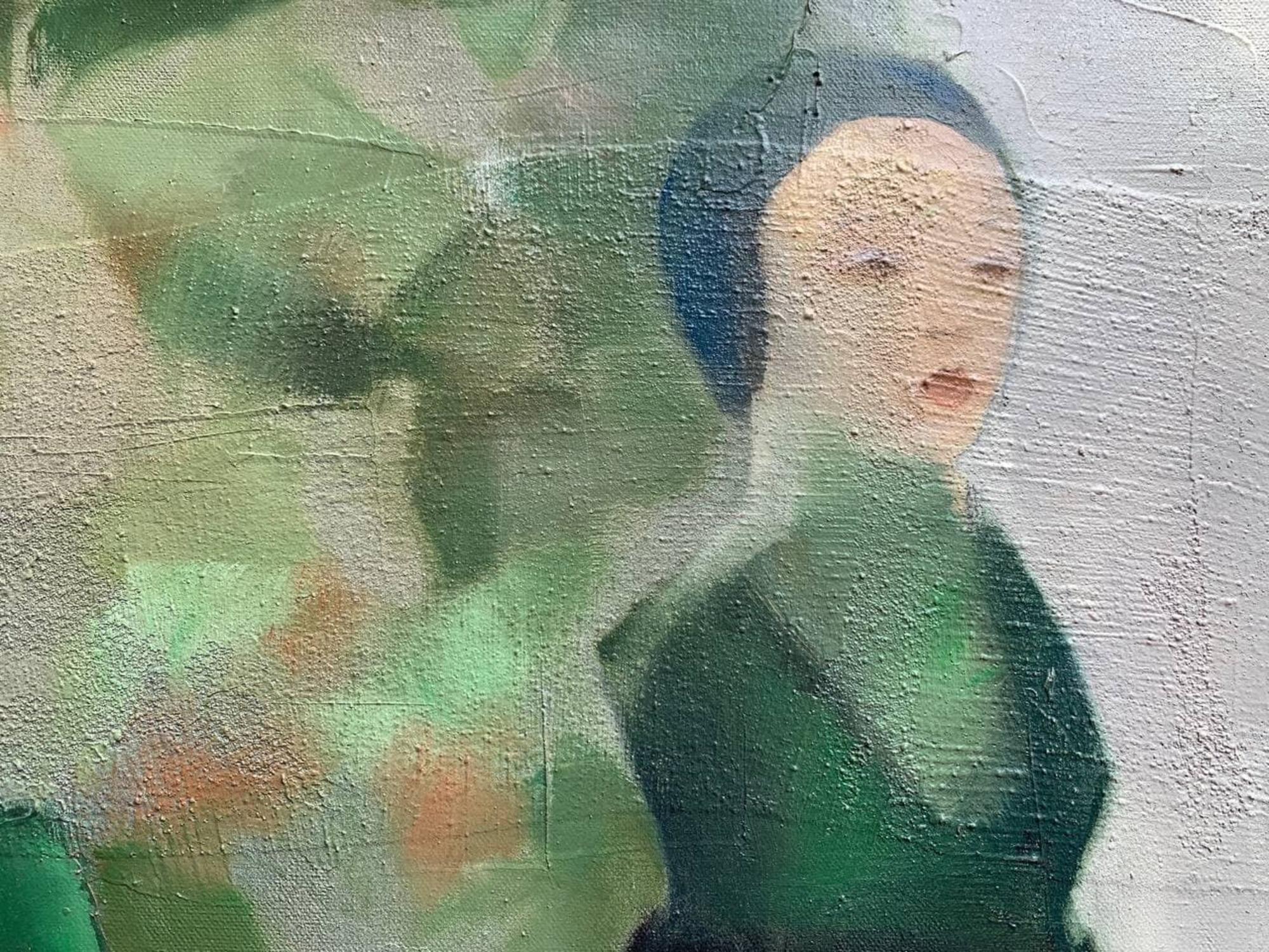 1987 Artista americano Mase Lucas Quadro su tela Ritratto di donna nostalgica in vendita 11