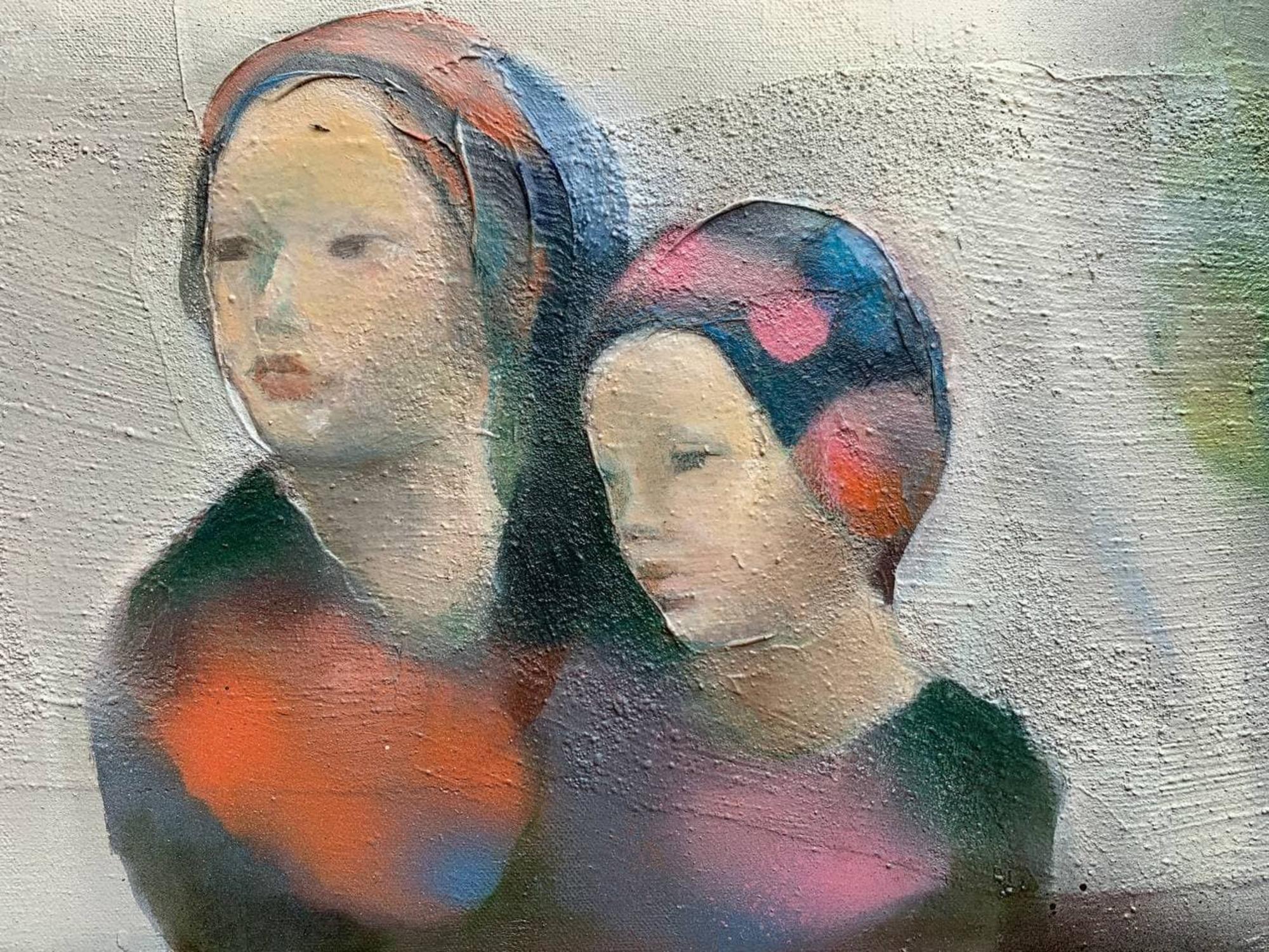 1987 Artista americano Mase Lucas Quadro su tela Ritratto di donna nostalgica in vendita 12