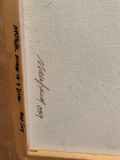 1987 American Artist Mase Lucas Painting on Canvas Portrait of a Nostalgic Woman