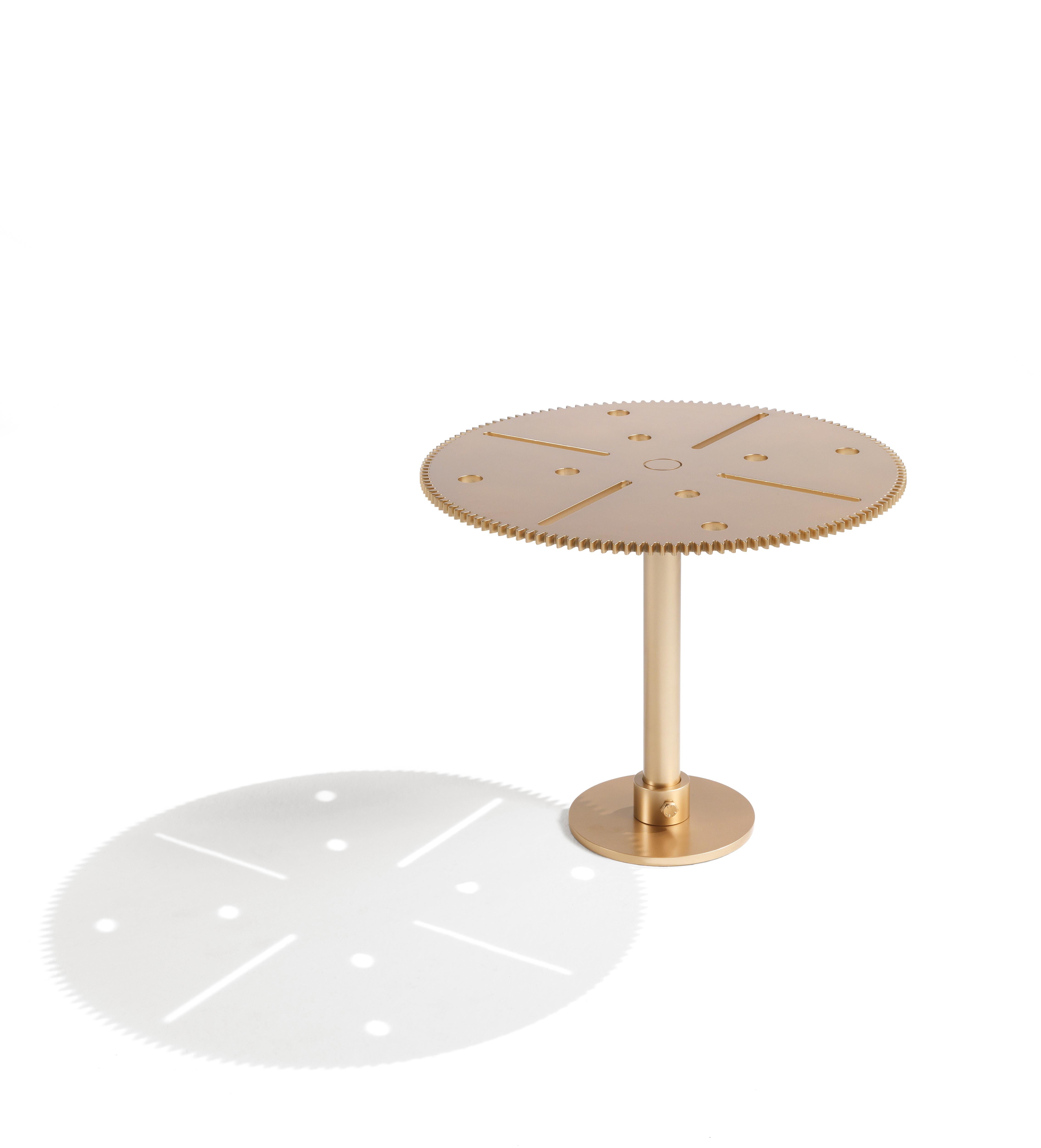 Maseen A-X side table by Samer Alameen
Materials: Structure in metal with matte brass finish.
Dimensions: 50 x 50 x 40 cm

Samer Alameen’s passion for Meccano finds a new form in Maseen side tables. More than a childhood toy or memory, Meccano