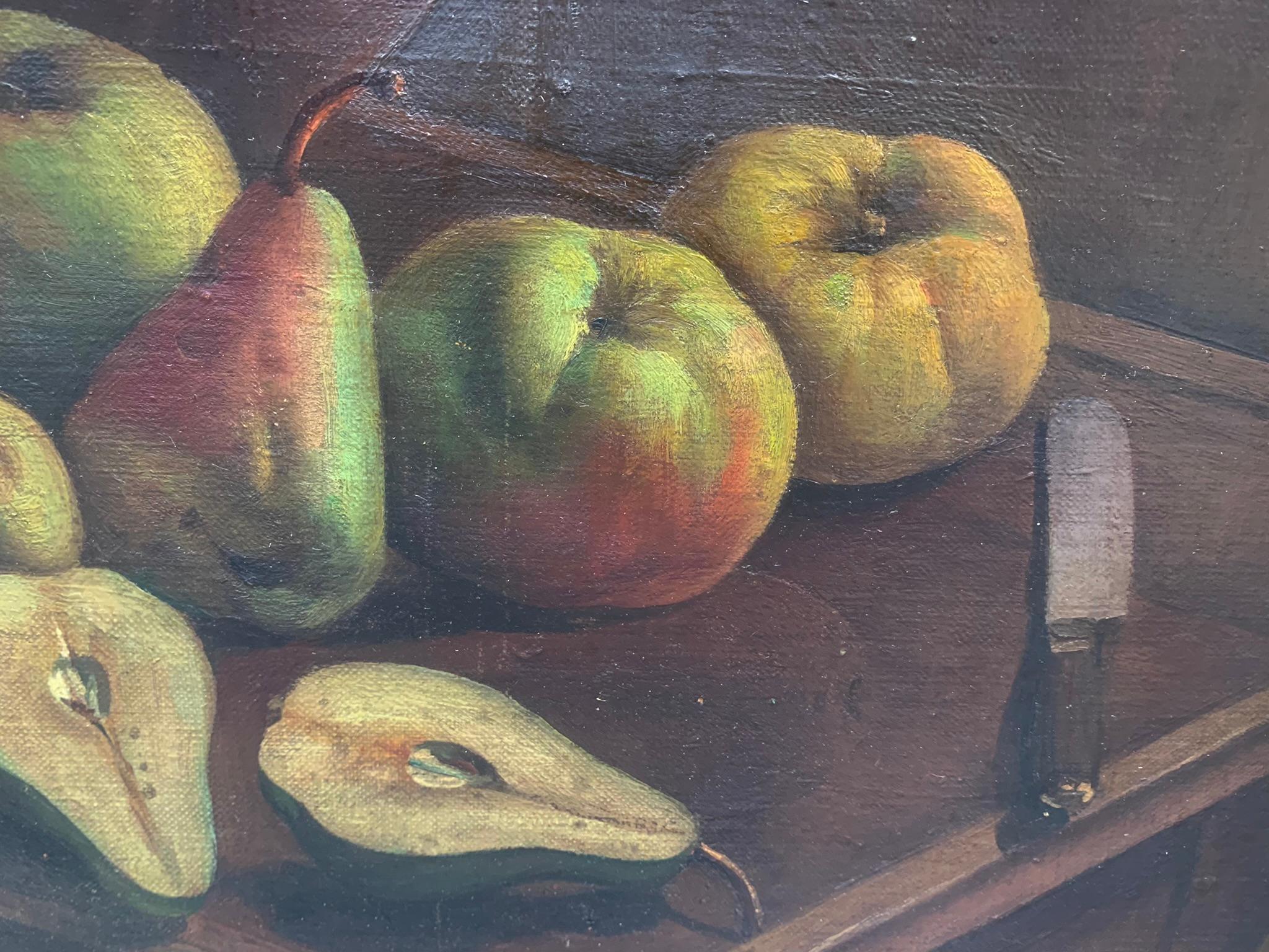 Still Life with Pears and Pomegranate by Mario Maserati. Signed and Dated 1927. 9