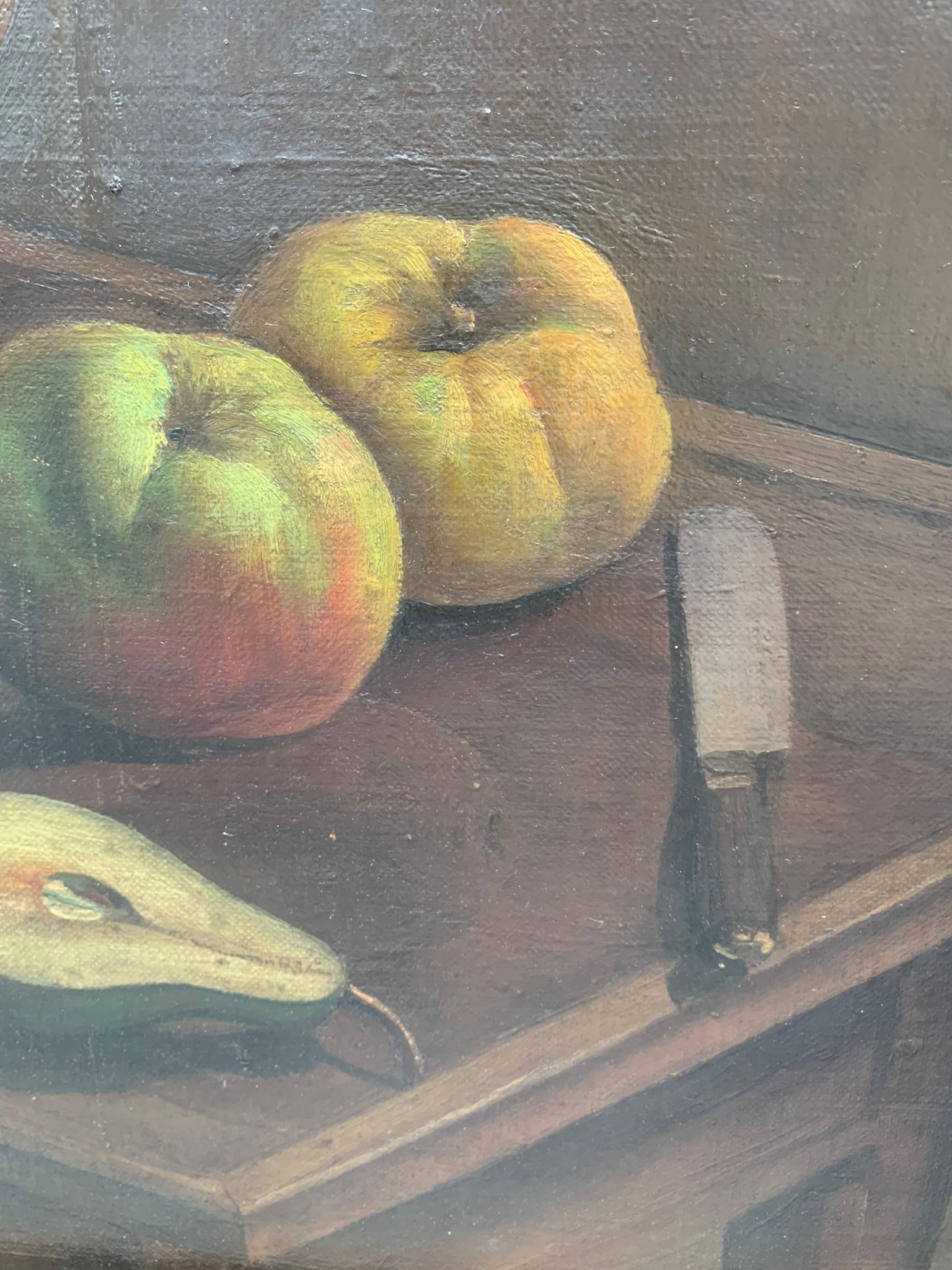 Still Life with Pears and Pomegranate by Mario Maserati. Signed and Dated 1927. - Art Deco Painting by Maserati Mario