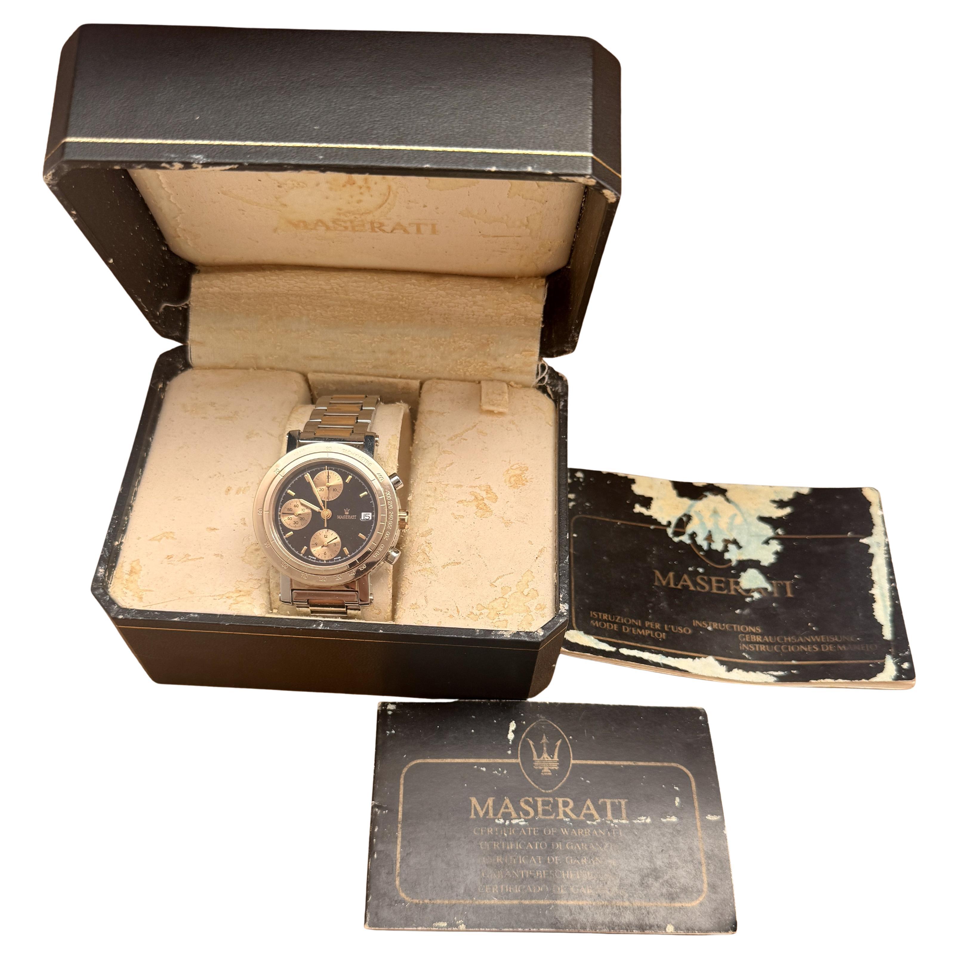 Maserati Neptune Chronograph Automatic Gold Plated Stainless-steel Black Dial B en vente