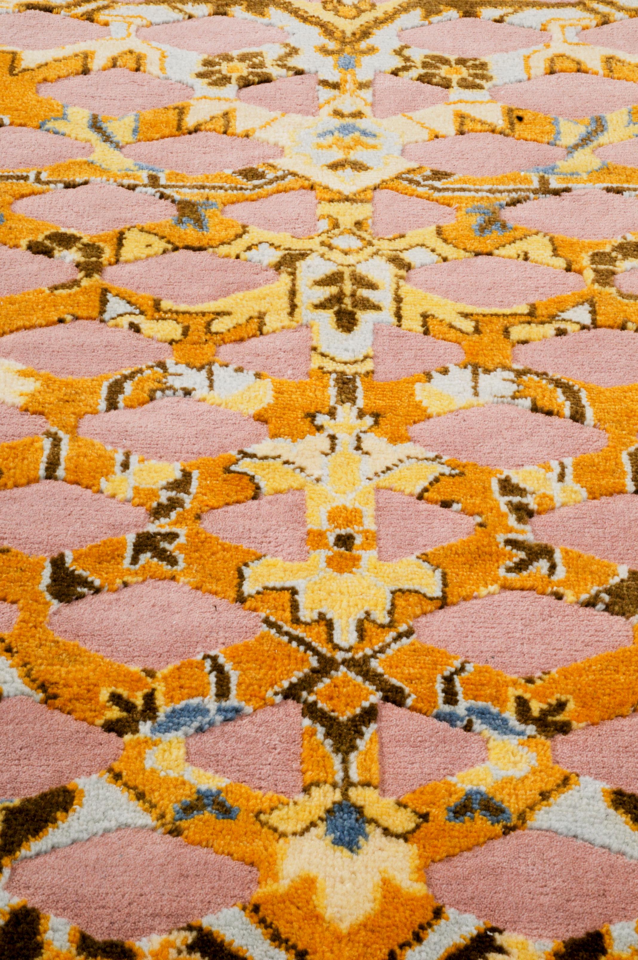 Hand-Knotted Mash-Up III - Yellow Paolo Giordano Modern Design Rug Carpet Wool Handknotted For Sale