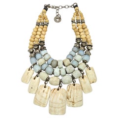 Masha Archer African "Hippo's Teeth" Shell, Glass, and Bone Beaded Necklace