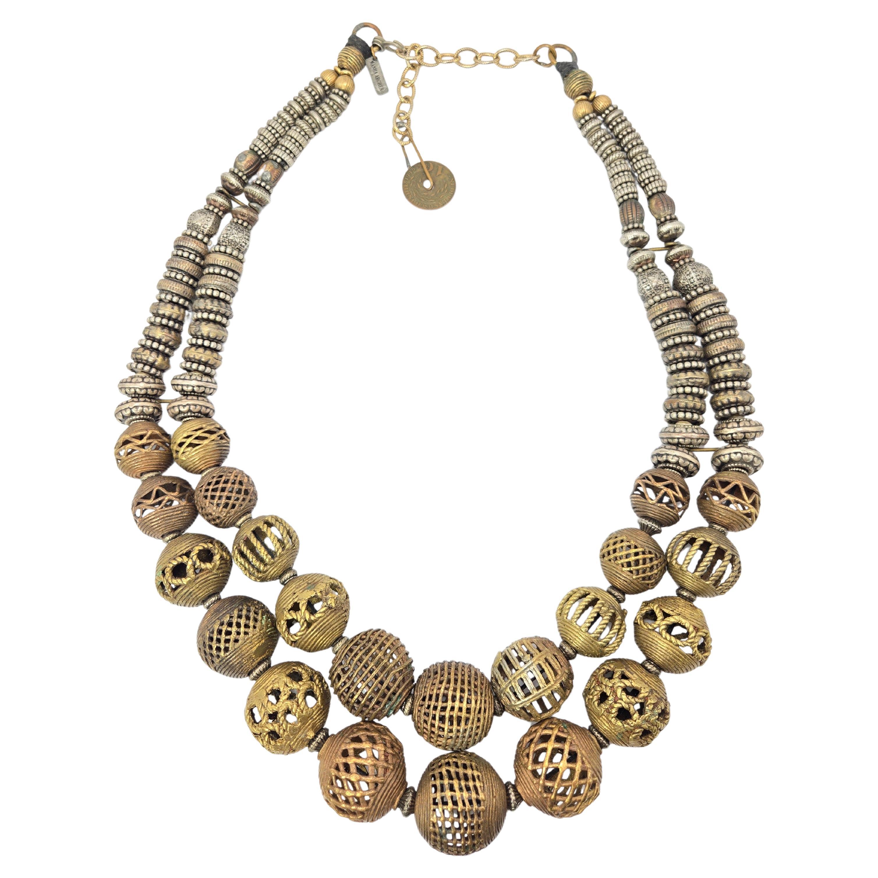 Masha Archer "Cameroon Bronze Wreath" Double Strand Necklace