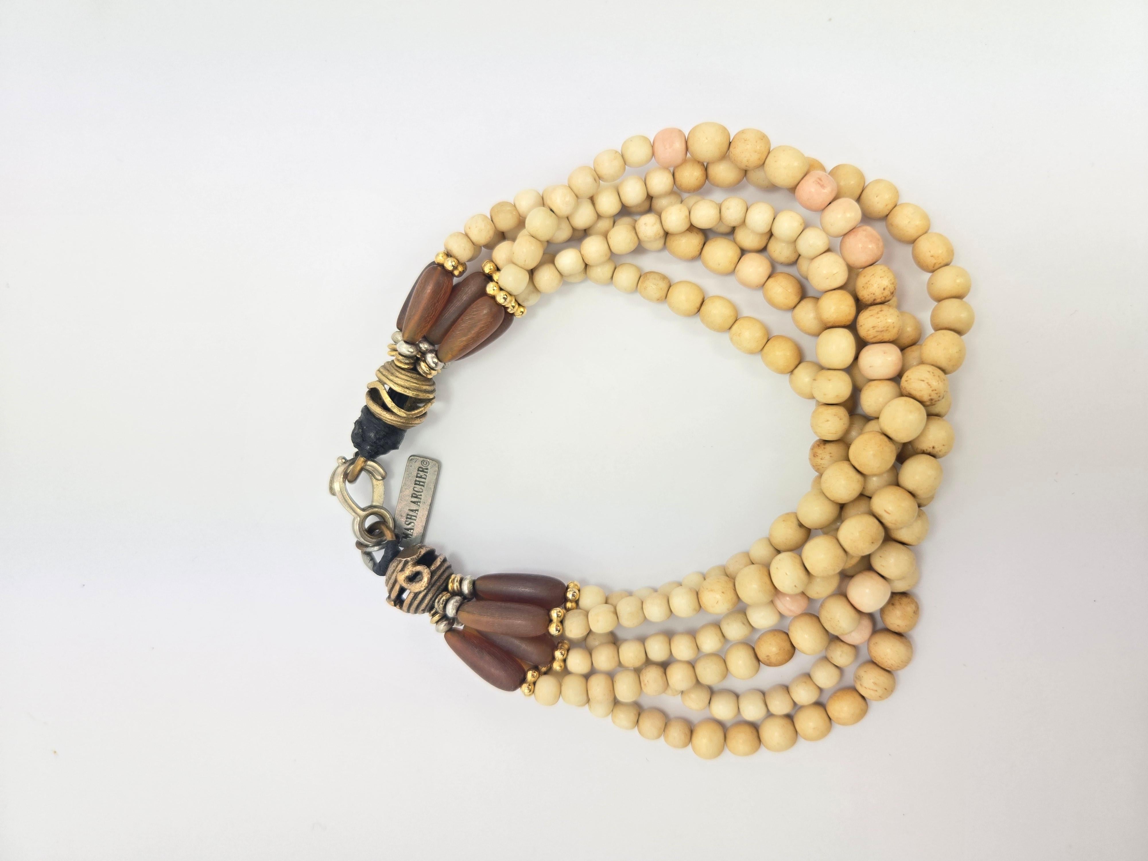 Masha Archer Multi-Strand Bone Beaded Bracelet In Good Condition In Point Richmond, CA