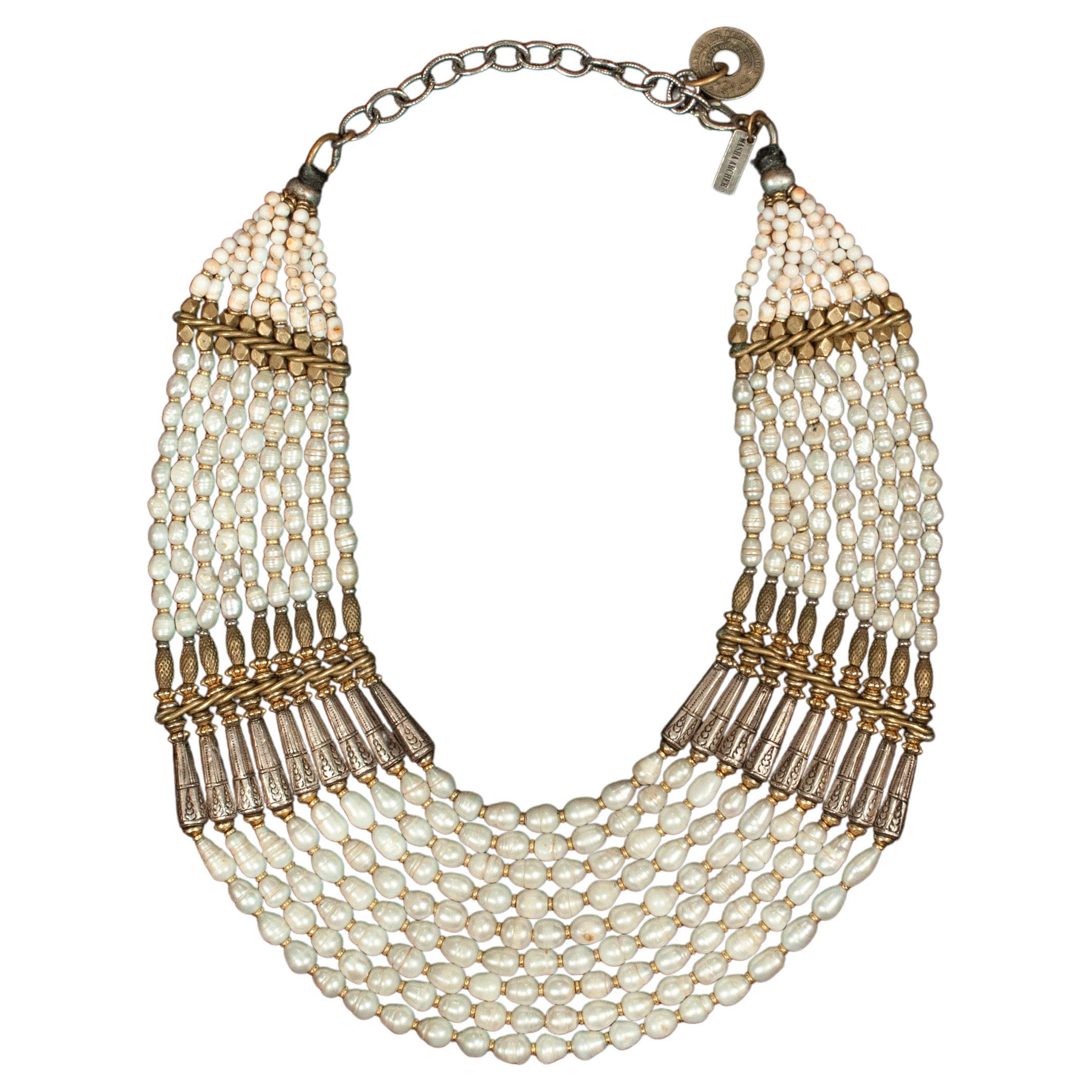 Masha Archer Pearl Bib Necklace