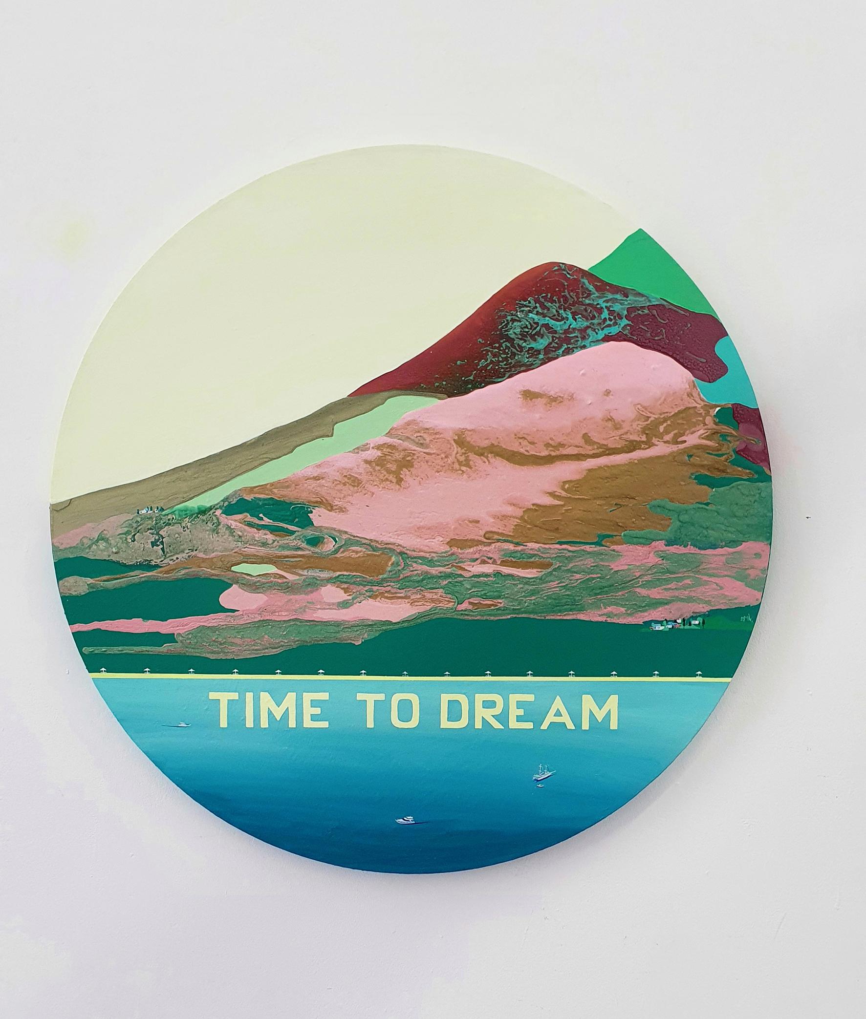 Peinture abstraite en techniques mixtes "Time to Dream" D39" inch par Masha Iv