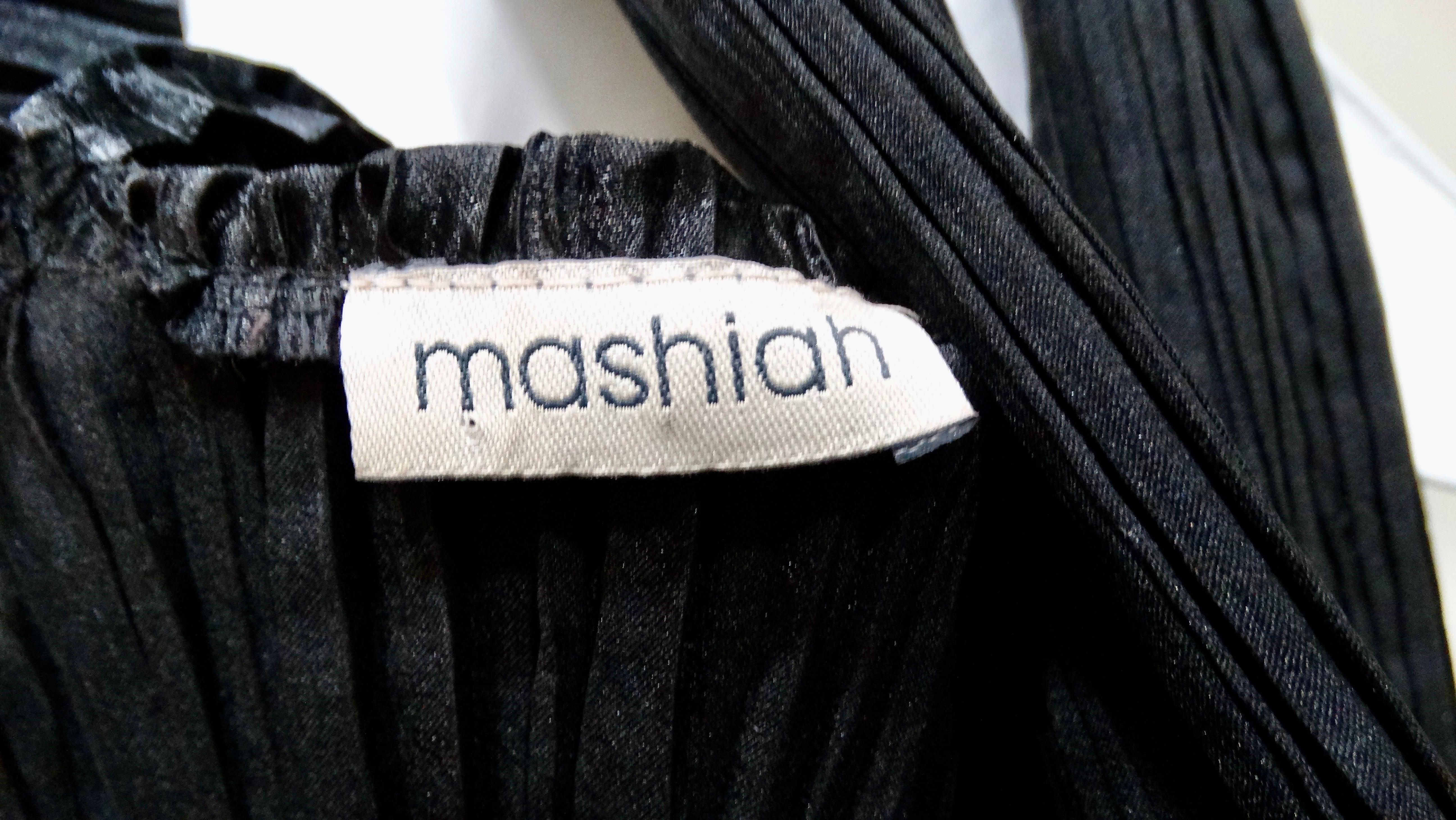 Mashiah Arrive 2000s Robe longue plissée noire avec manches à bras en vente 5