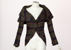 Mashiah Plisse Tartan Plaid Jacket Top Avant Garde