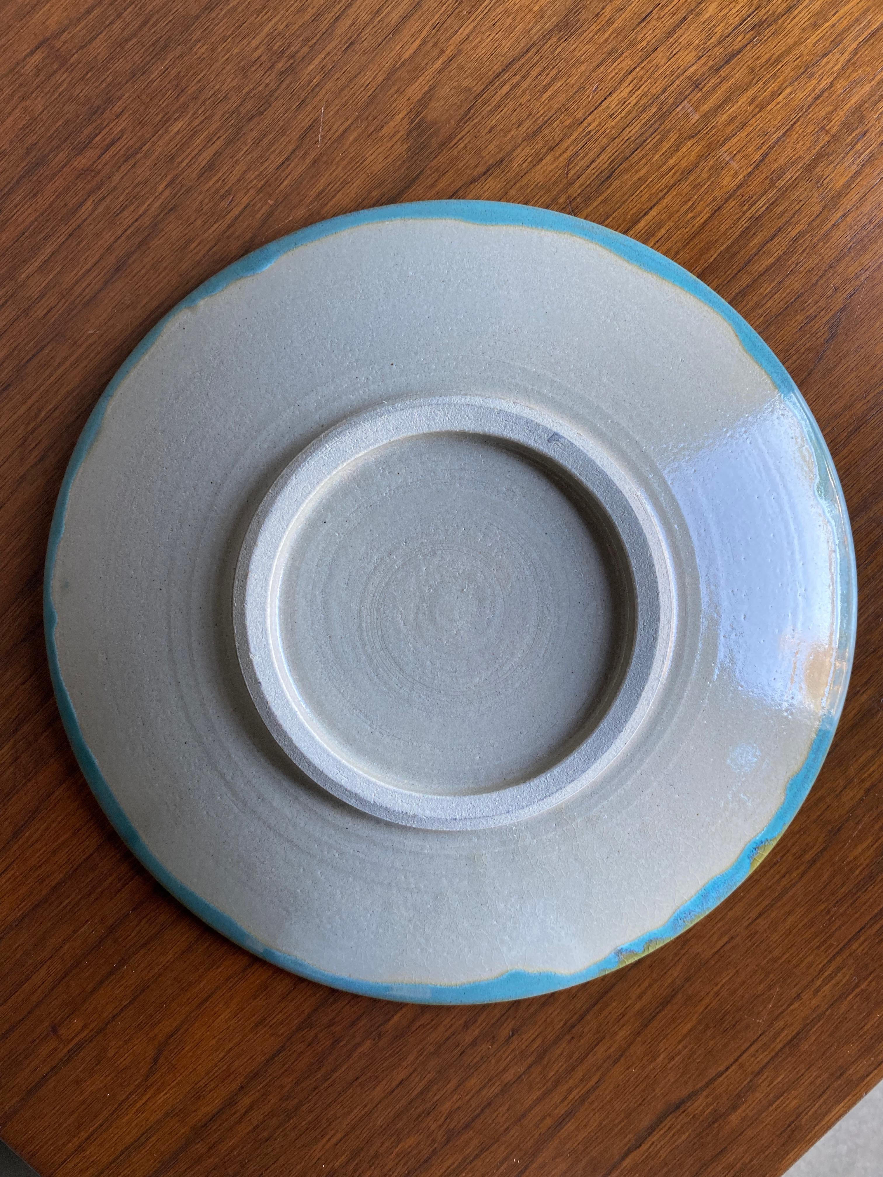 Mashiko Yaki Art Pottery Ceramic Charger, Japan, Circa 1970 For Sale 6