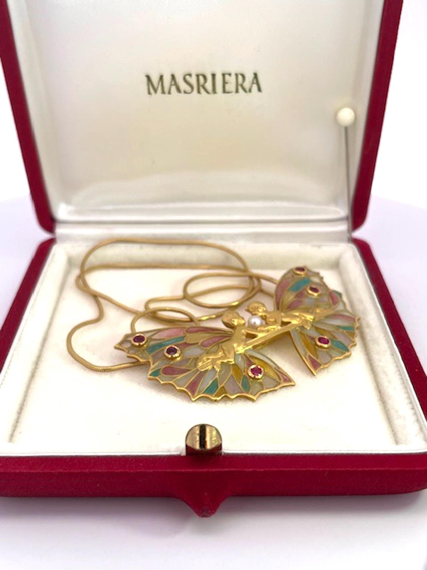 Masiera Plique a Jour Brooch Pendant Necklace 3