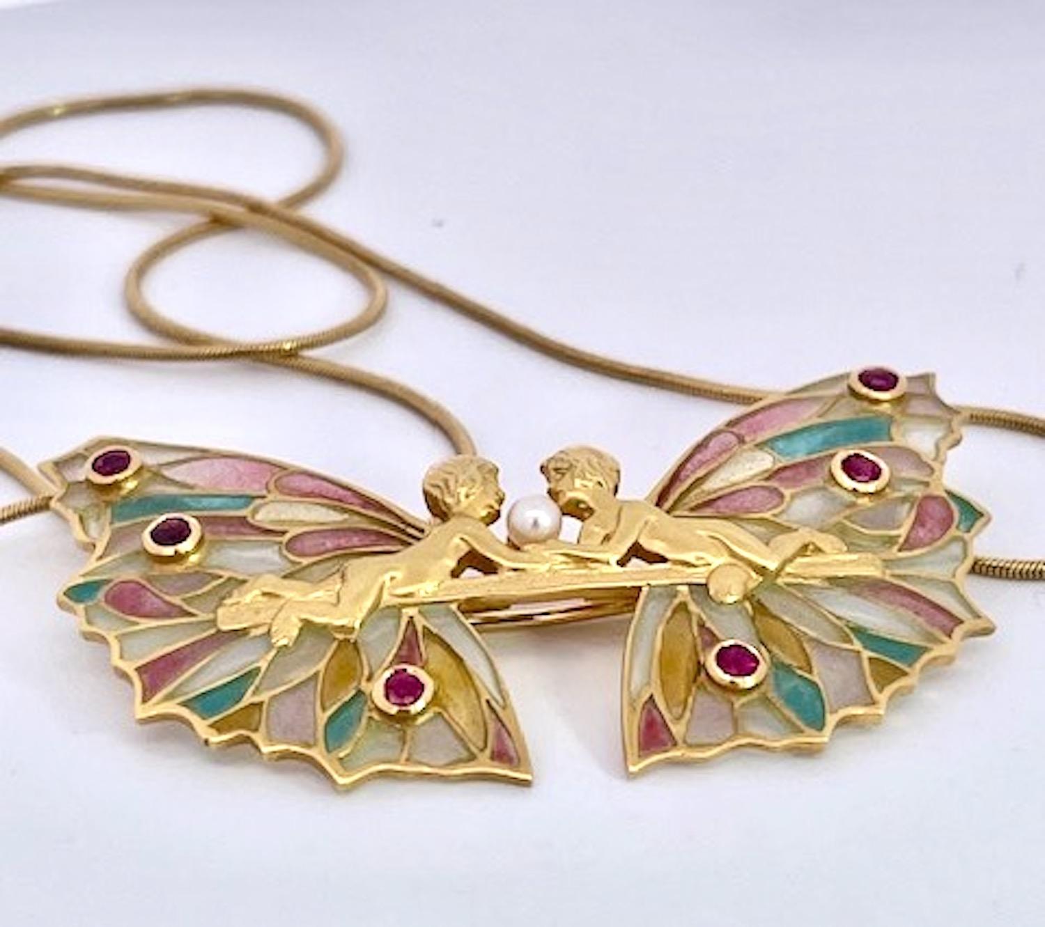 Masiera Plique a Jour Brooch Pendant Necklace 4