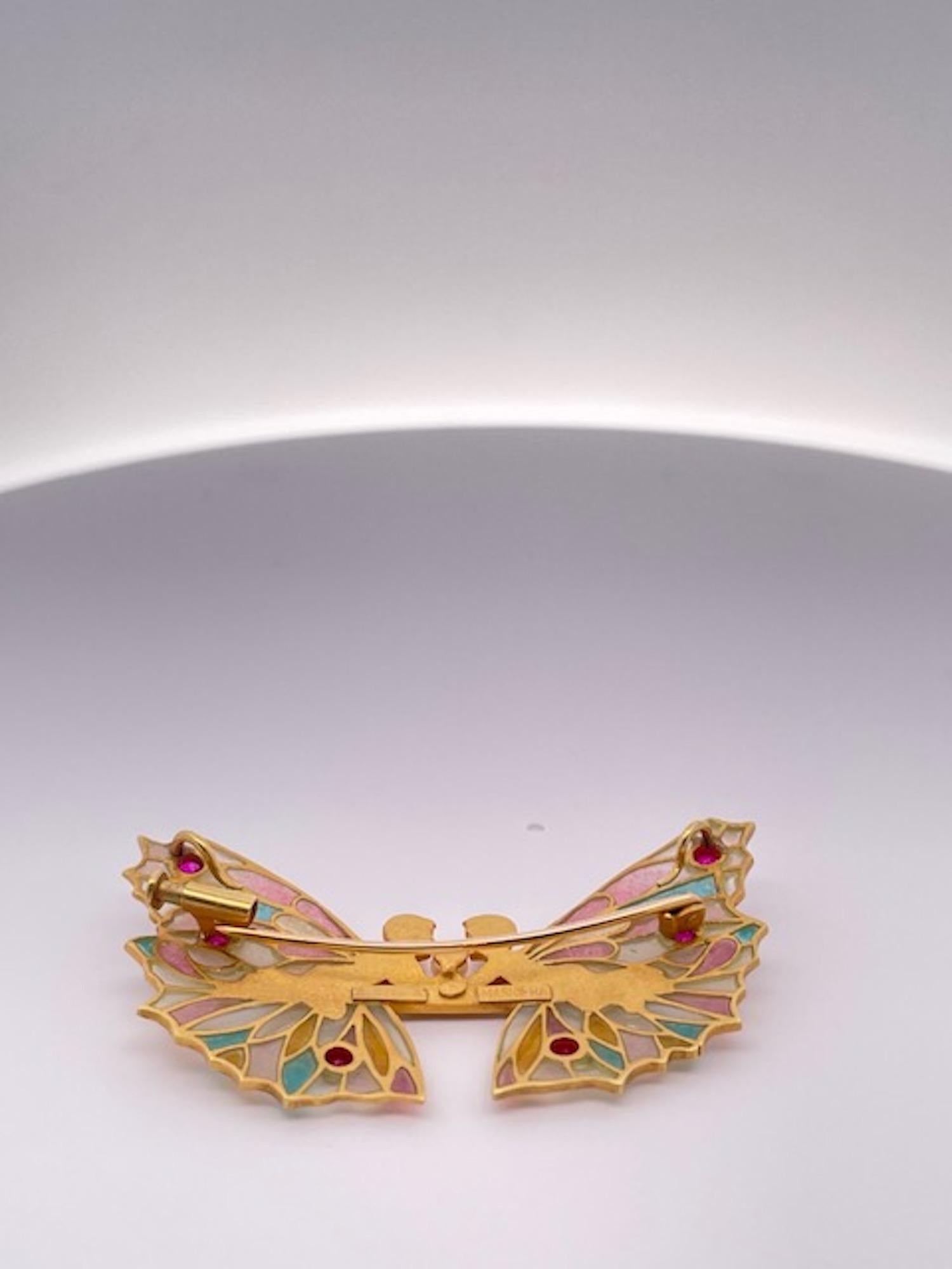 Art Nouveau Masiera Plique a Jour Brooch Pendant Necklace For Sale