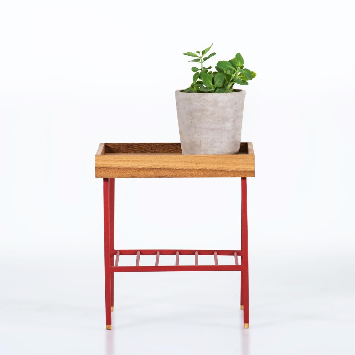 Hand-Crafted Masif Ahşap Kısa Yan Sehpa / Saksılık – EDGE For Sale
